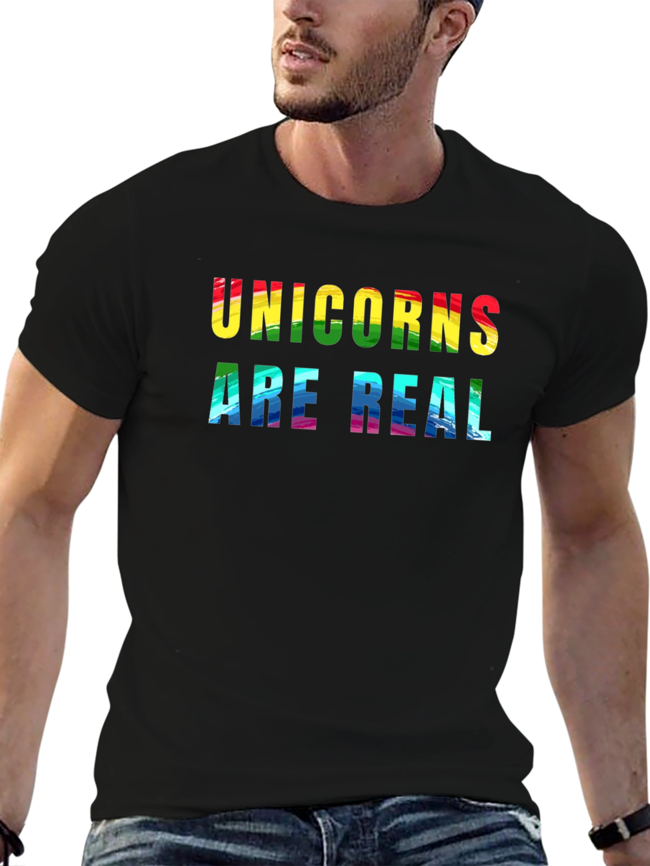 Unicorns Are Real Rainbow Graphic T-Shirt
