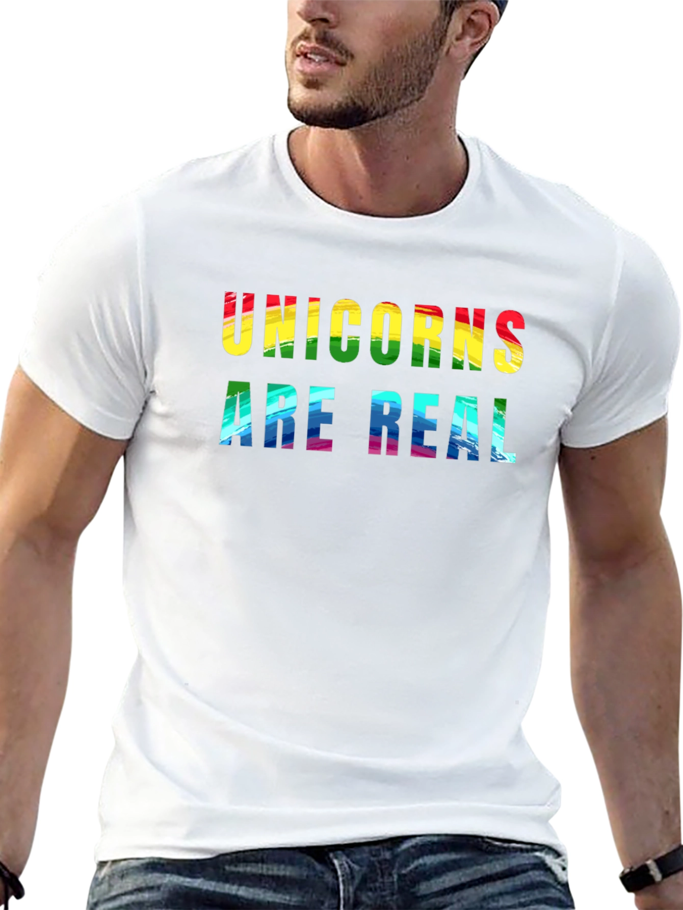 Unicorns Are Real Rainbow Graphic T-Shirt