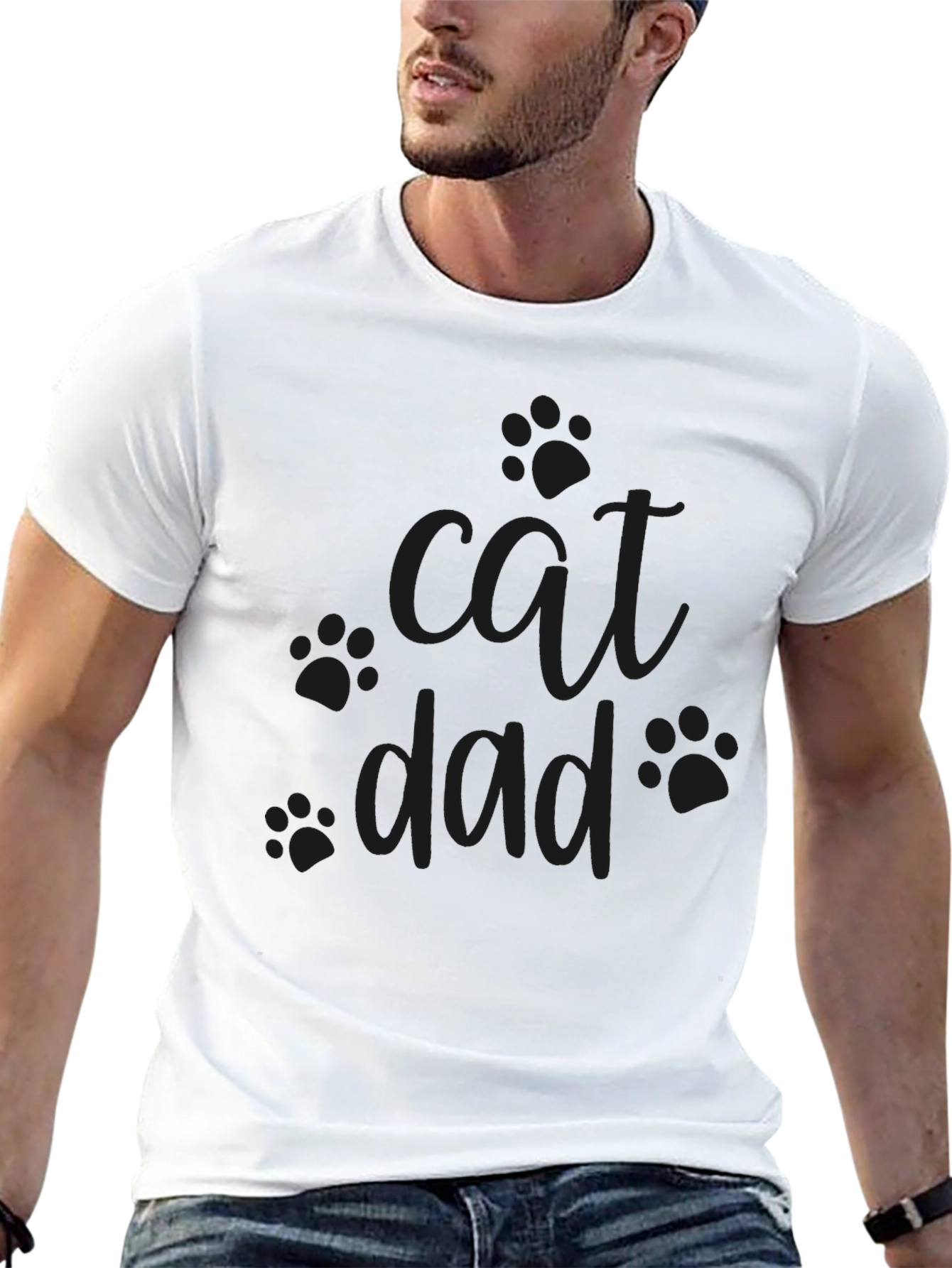Cat Dad Black T-Shirt