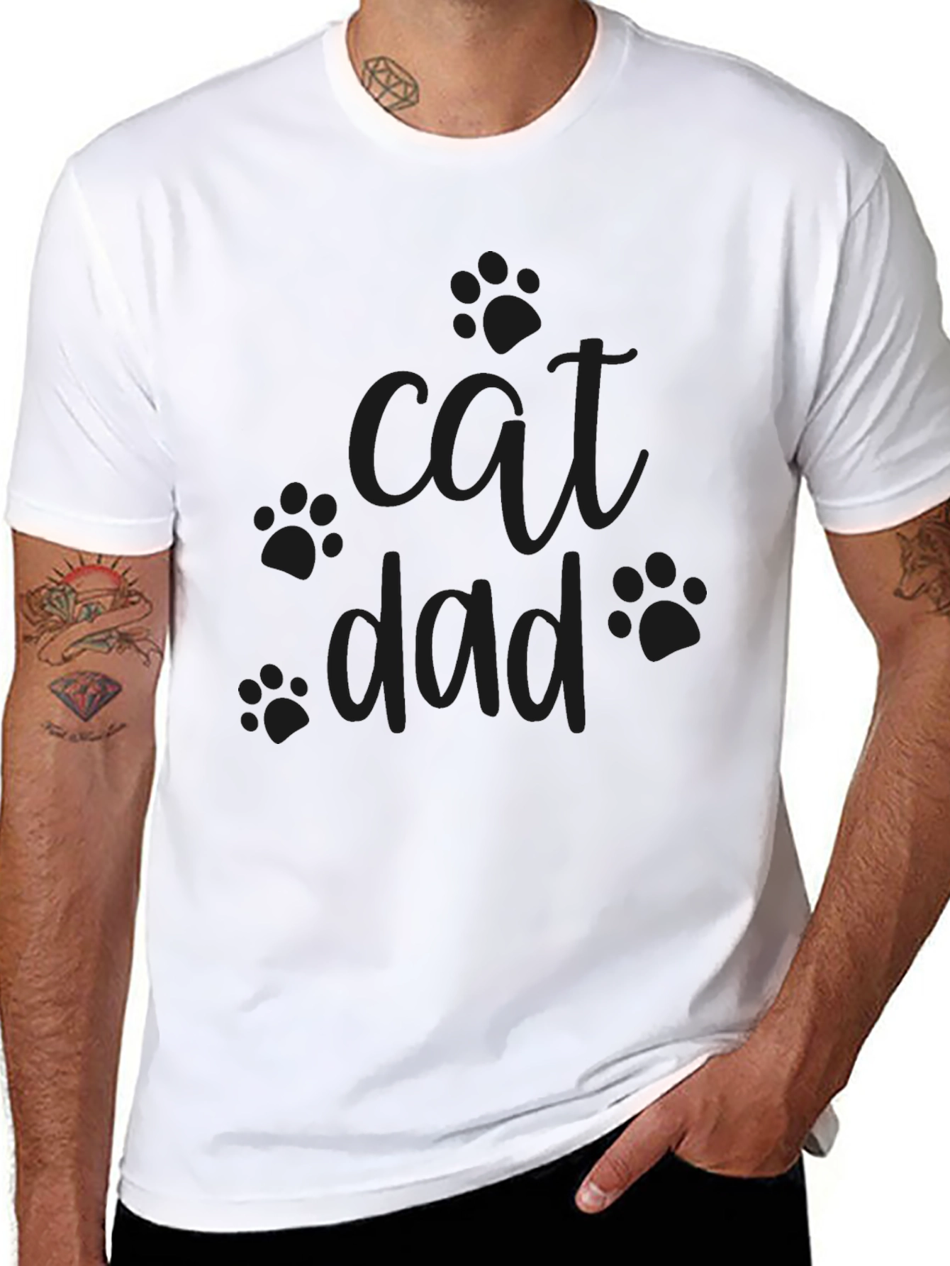 Cat Dad Black T-Shirt