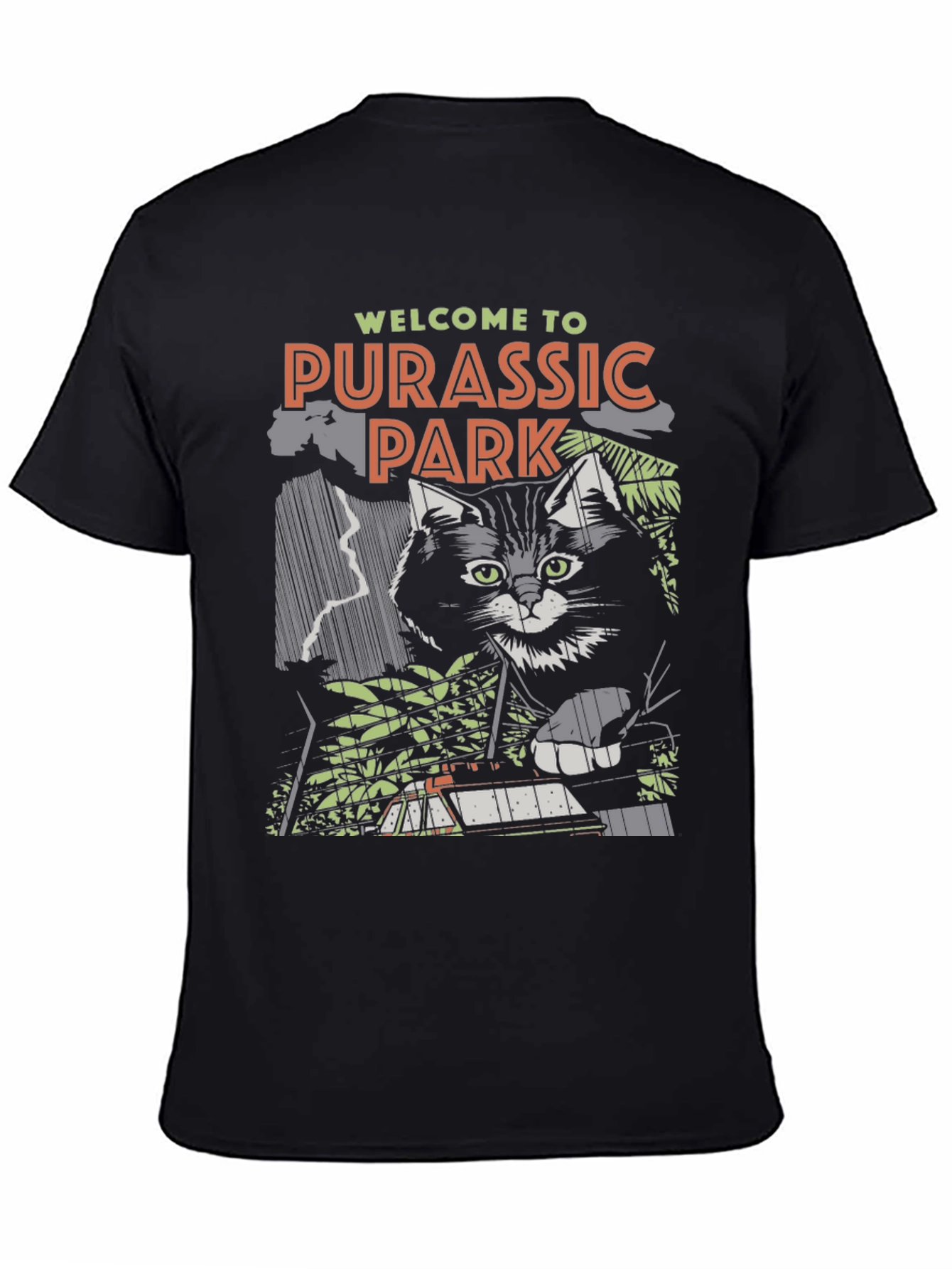 Purassic Park T-Shirt Funny Cat Tee