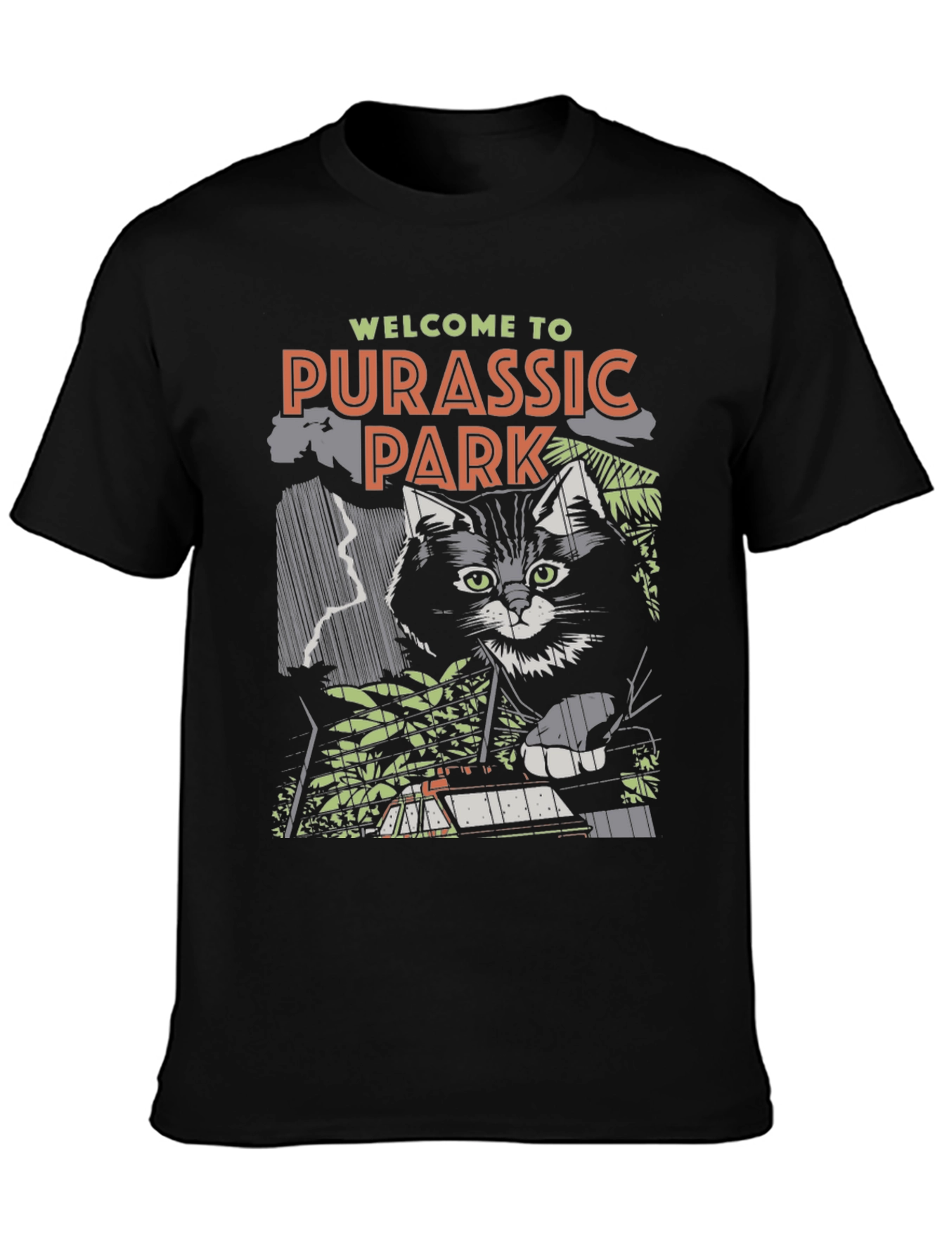 Purassic Park T-Shirt Funny Cat Tee