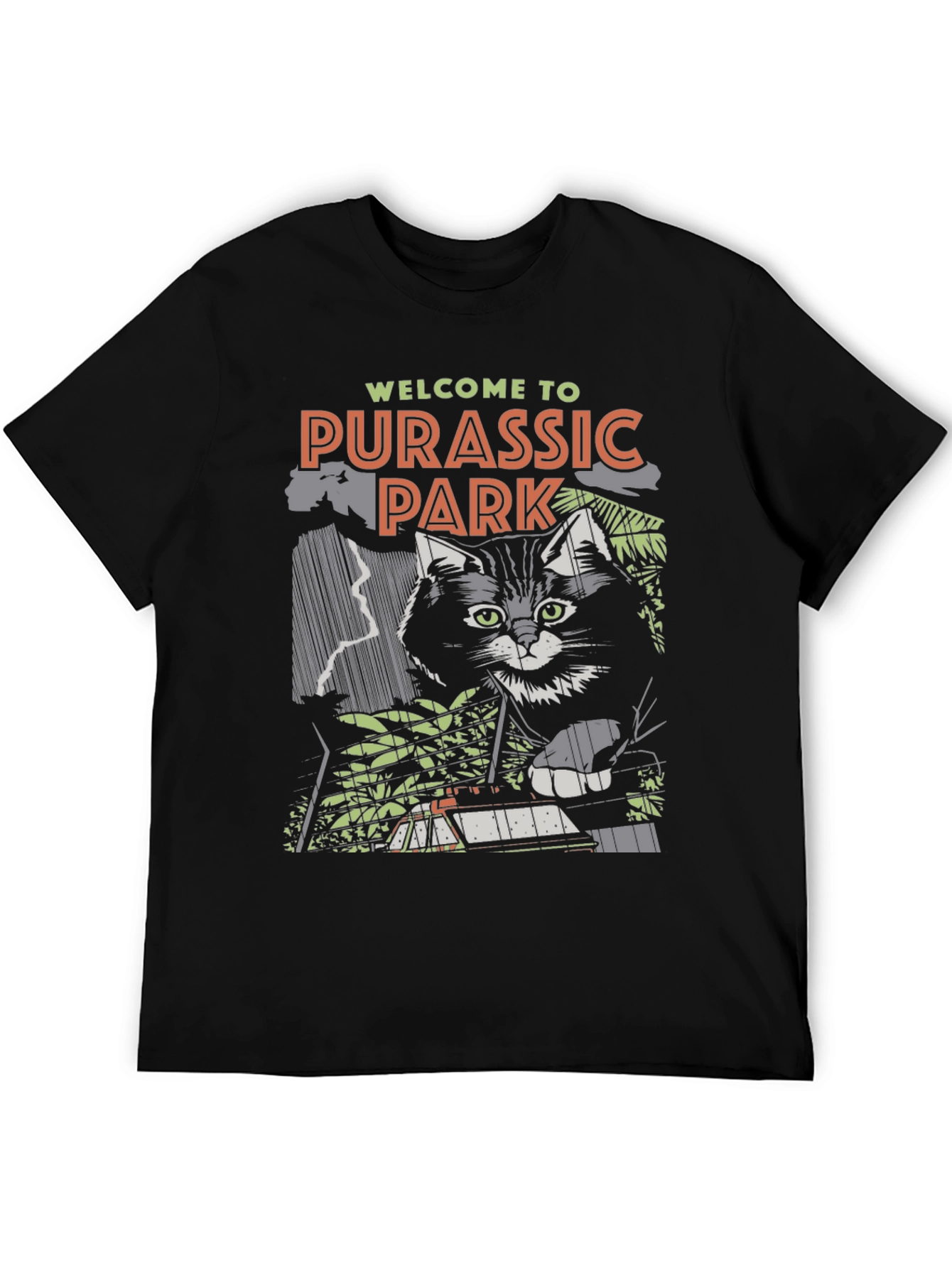 Purassic Park T-Shirt Funny Cat Tee