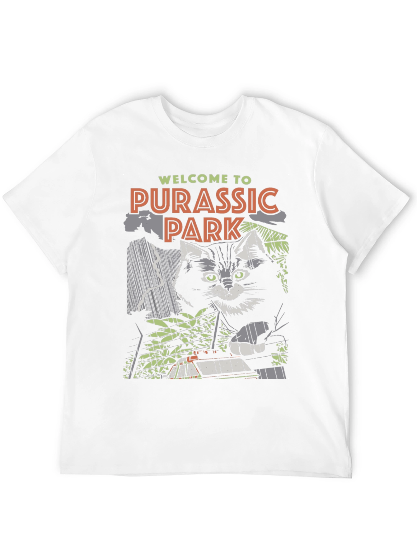 Purassic Park T-Shirt Funny Cat Tee