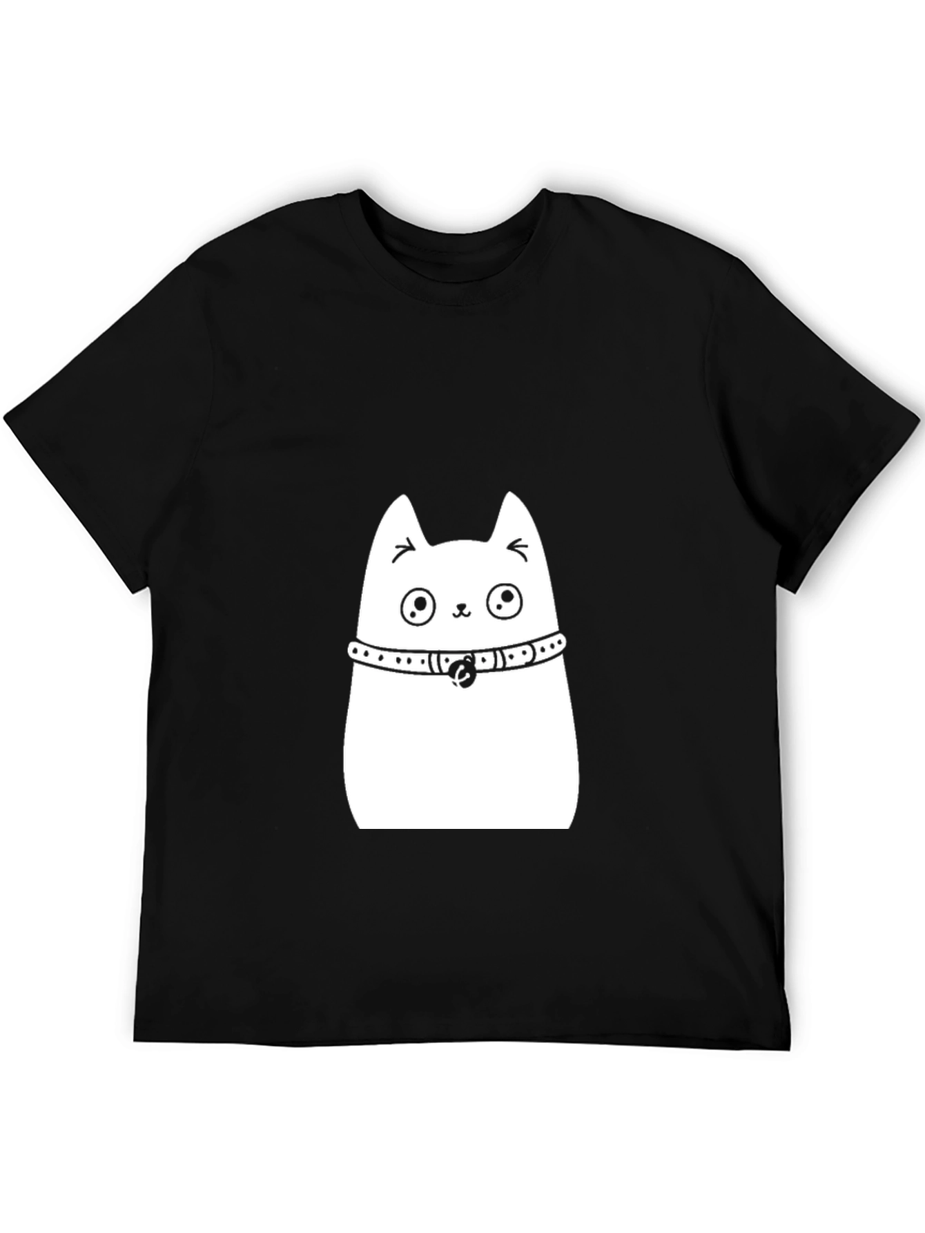 Cute Cat Graphic Tee - Black