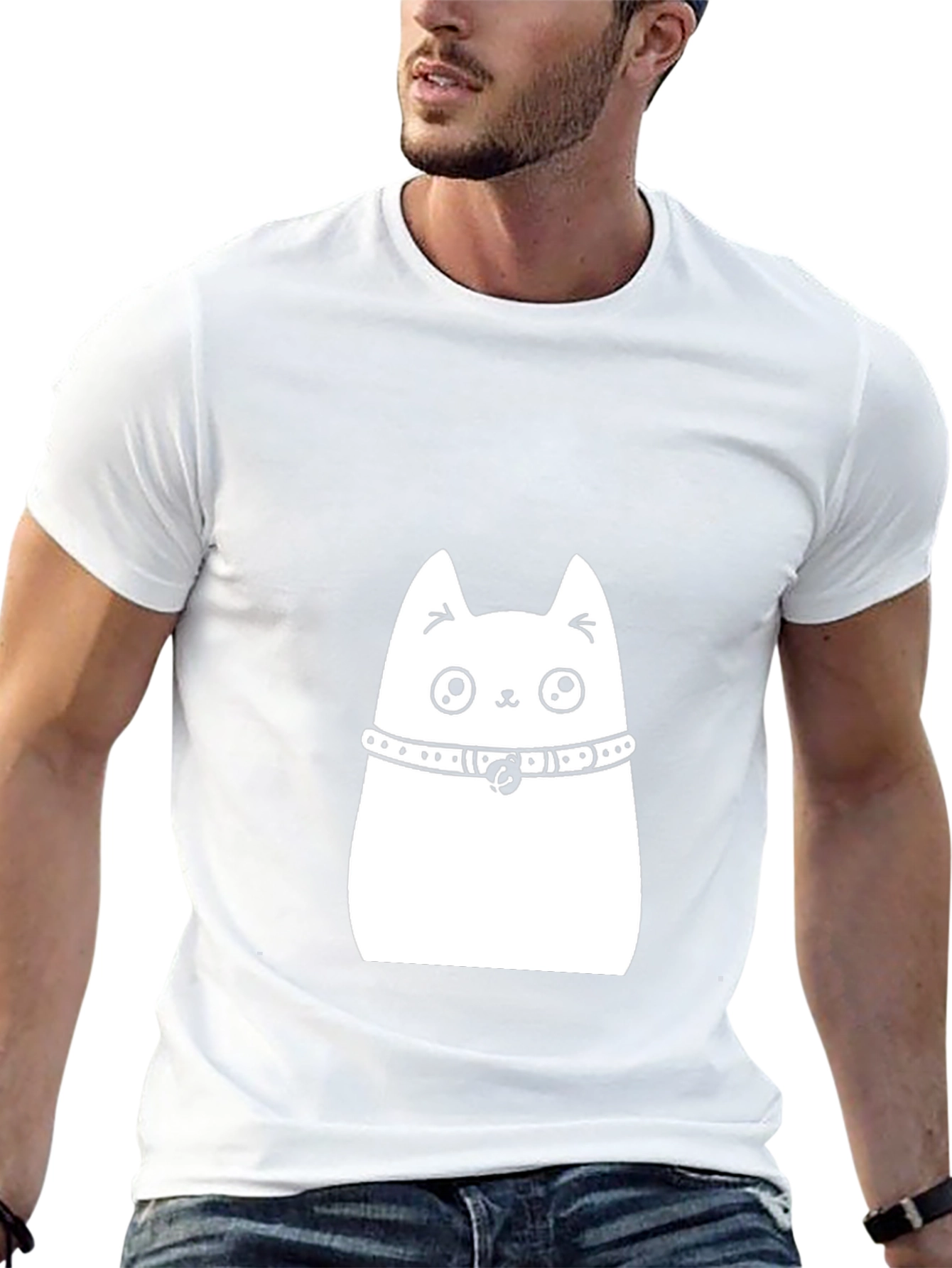 Cute Cat Graphic Tee - Black