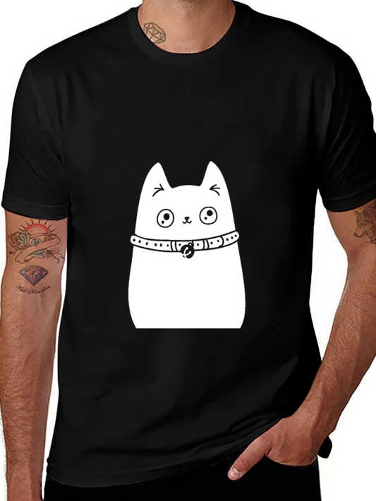 Cute Cat Graphic Tee - Black
