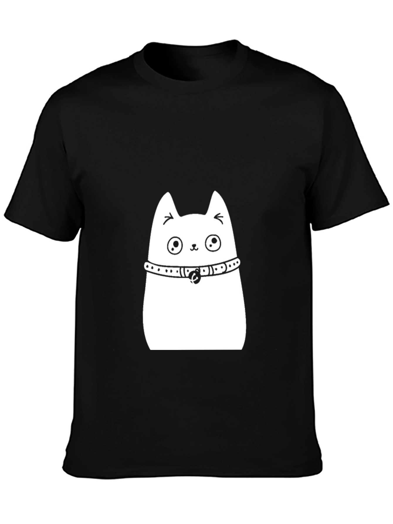 Cute Cat Graphic Tee - Black