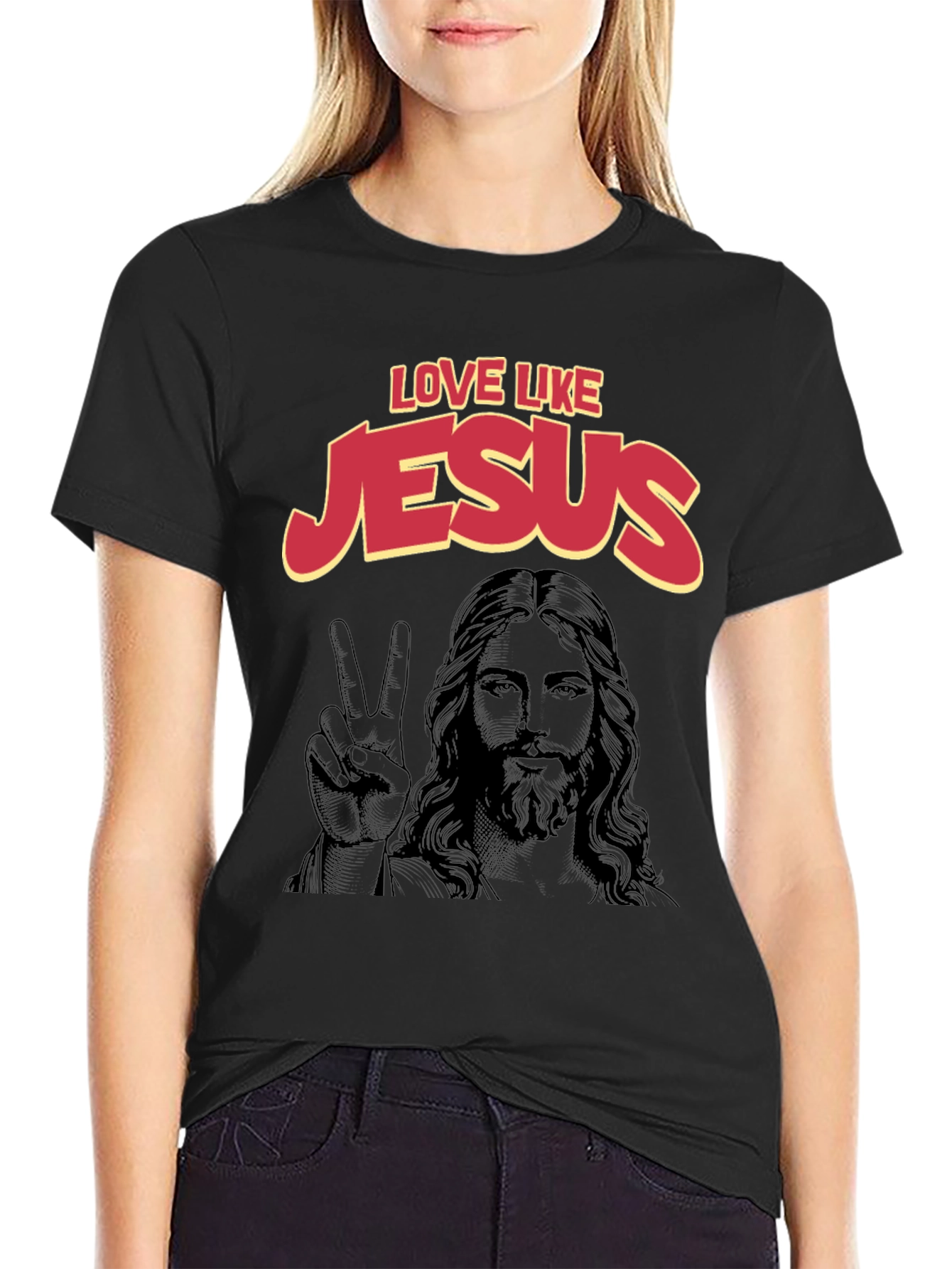Love Like Jesus Black Graphic T-Shirt