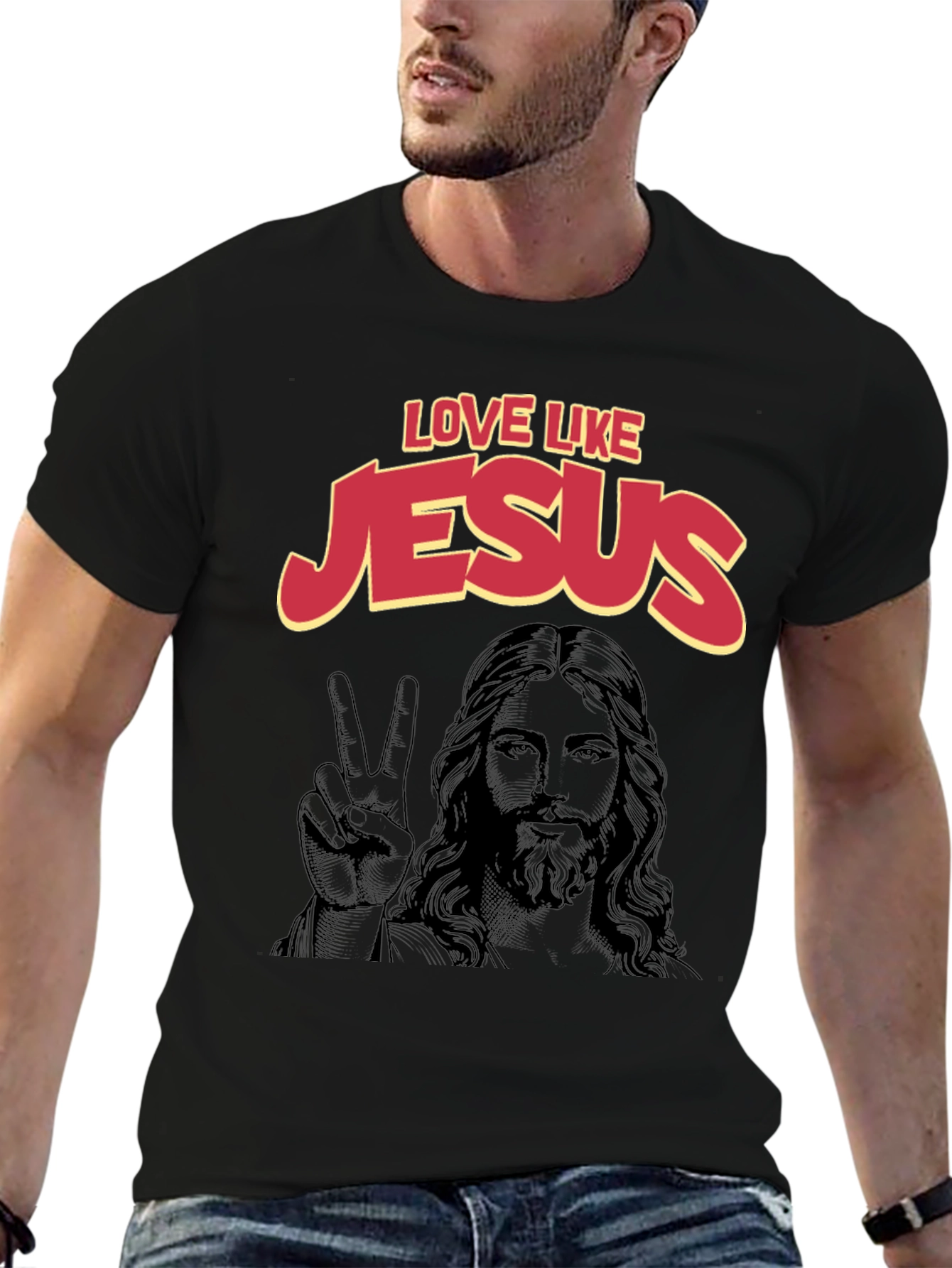 Love Like Jesus Black Graphic T-Shirt