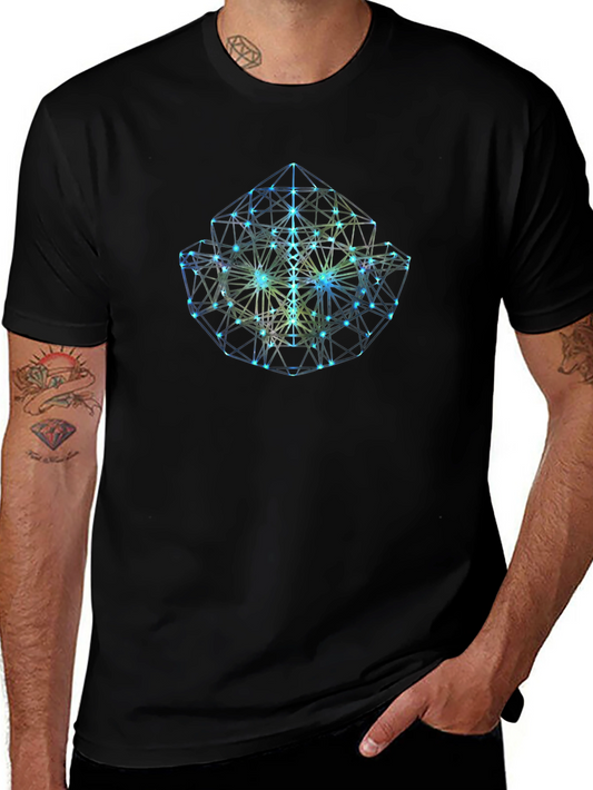 Geometric Cube Graphic Black T-Shirt