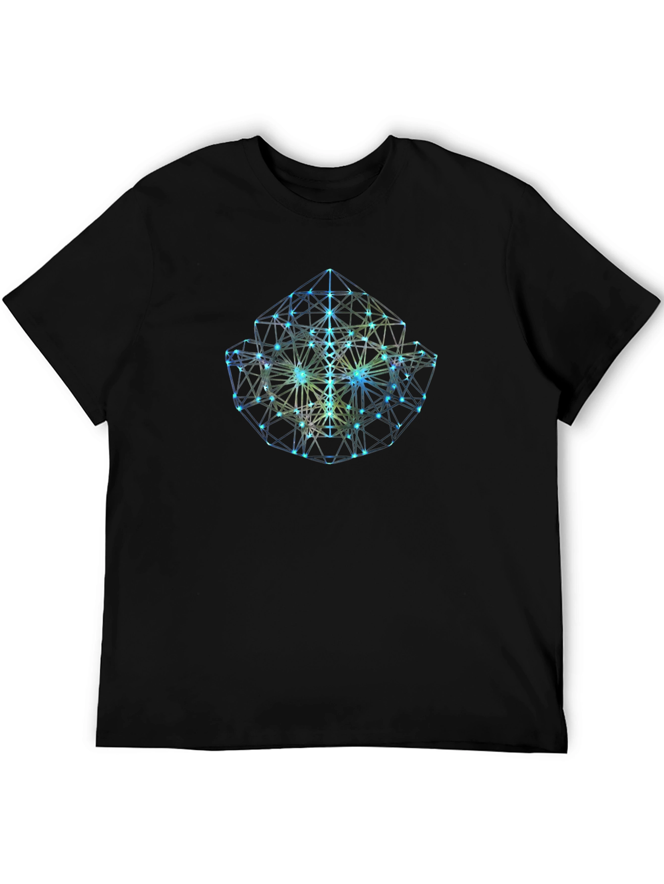 Geometric Cube Graphic Black T-Shirt