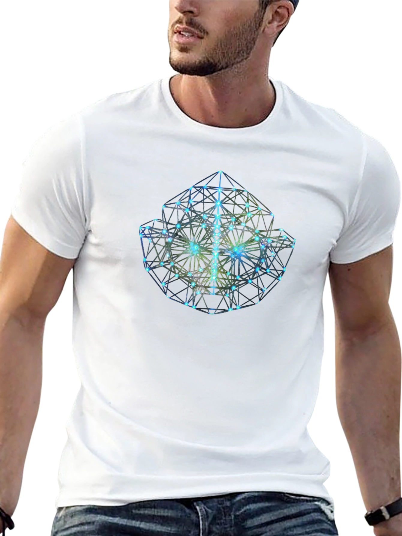 Geometric Cube Graphic Black T-Shirt