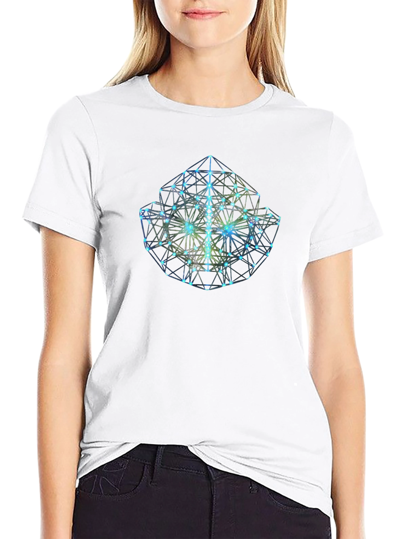 Geometric Cube Graphic Black T-Shirt