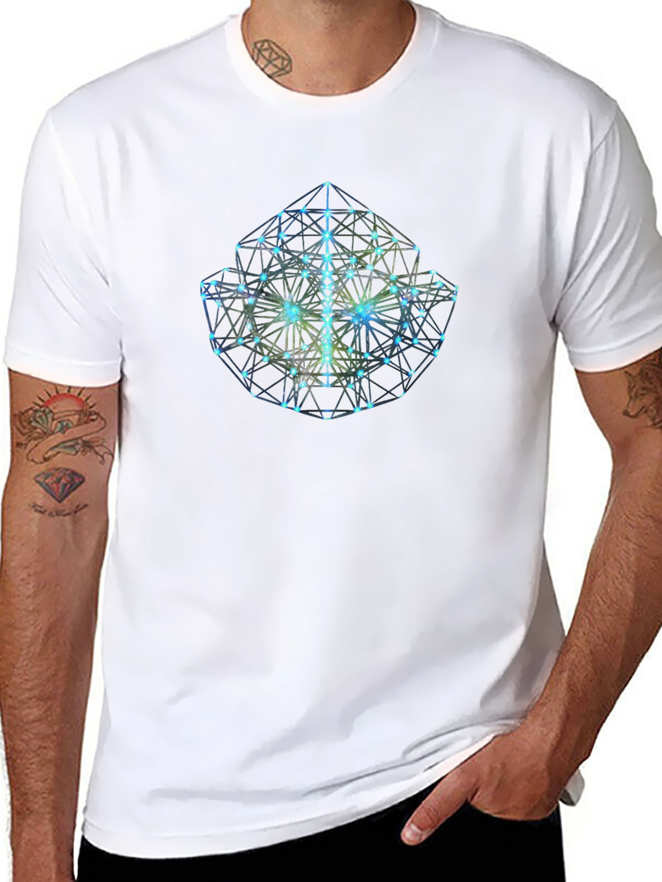 Geometric Cube Graphic Black T-Shirt