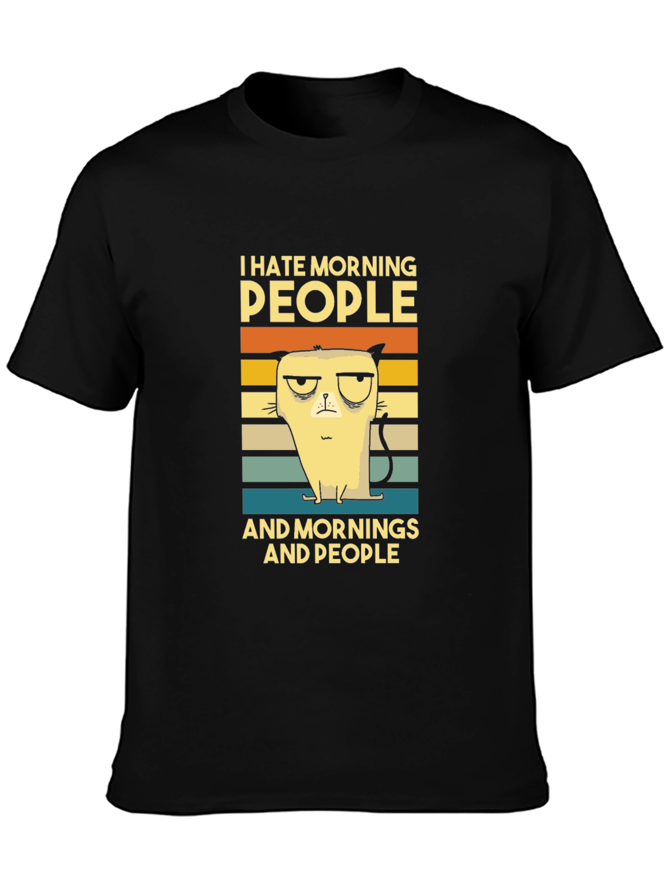 I Hate Morning People Cat Graphic T-Shirt
