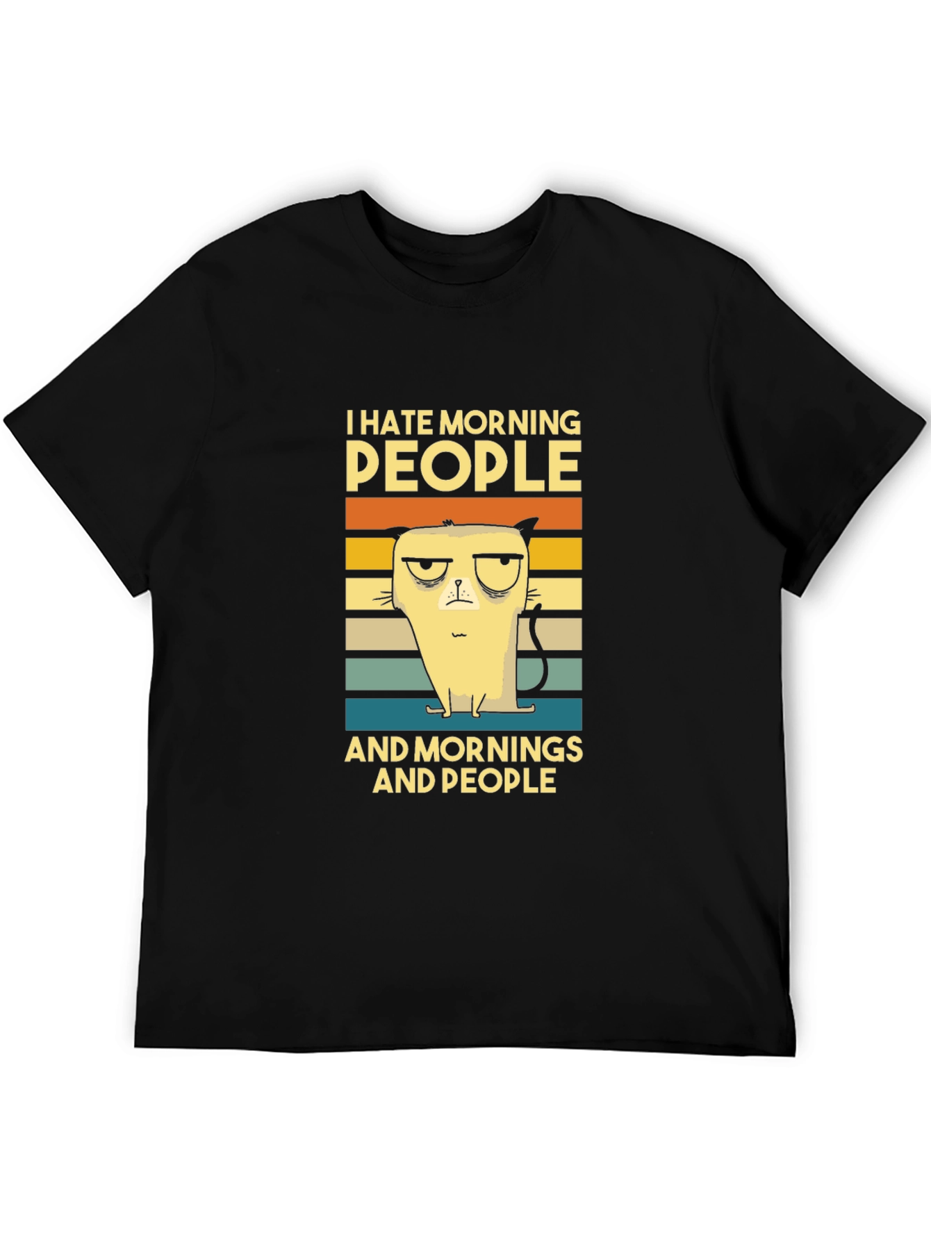 I Hate Morning People Cat Graphic T-Shirt