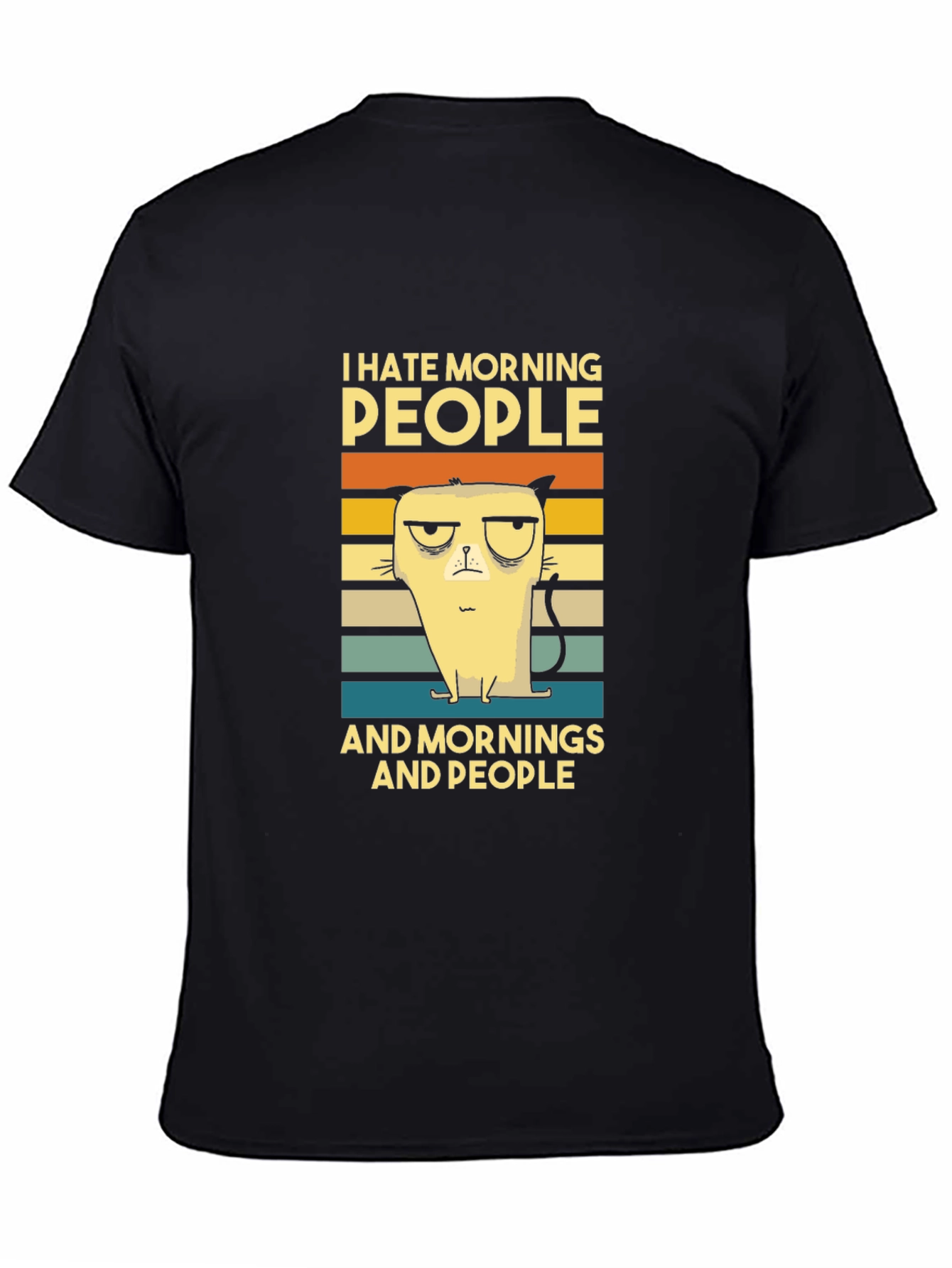 I Hate Morning People Cat Graphic T-Shirt