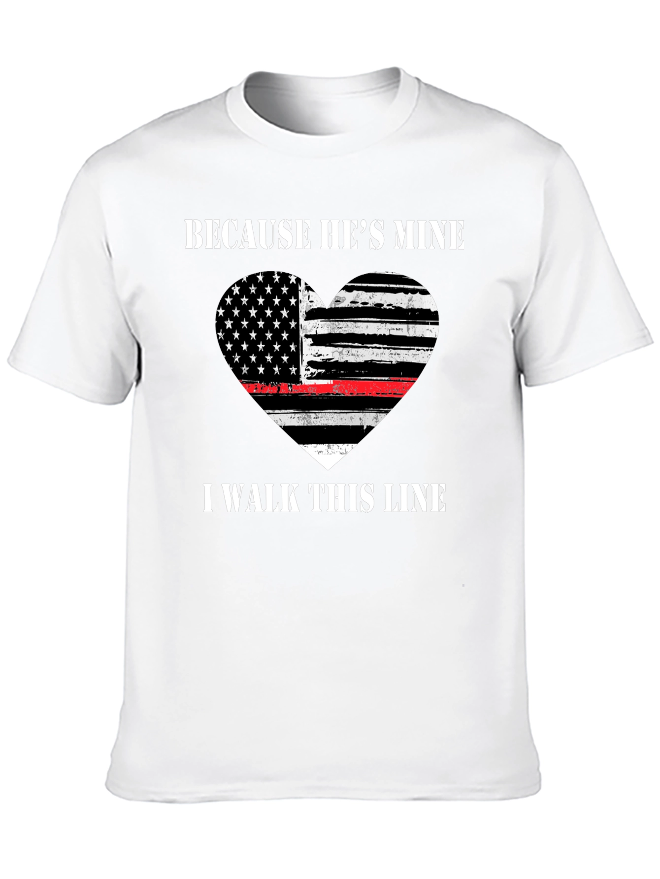 Because Hes Mine T-Shirt - Thin Red Line Heart