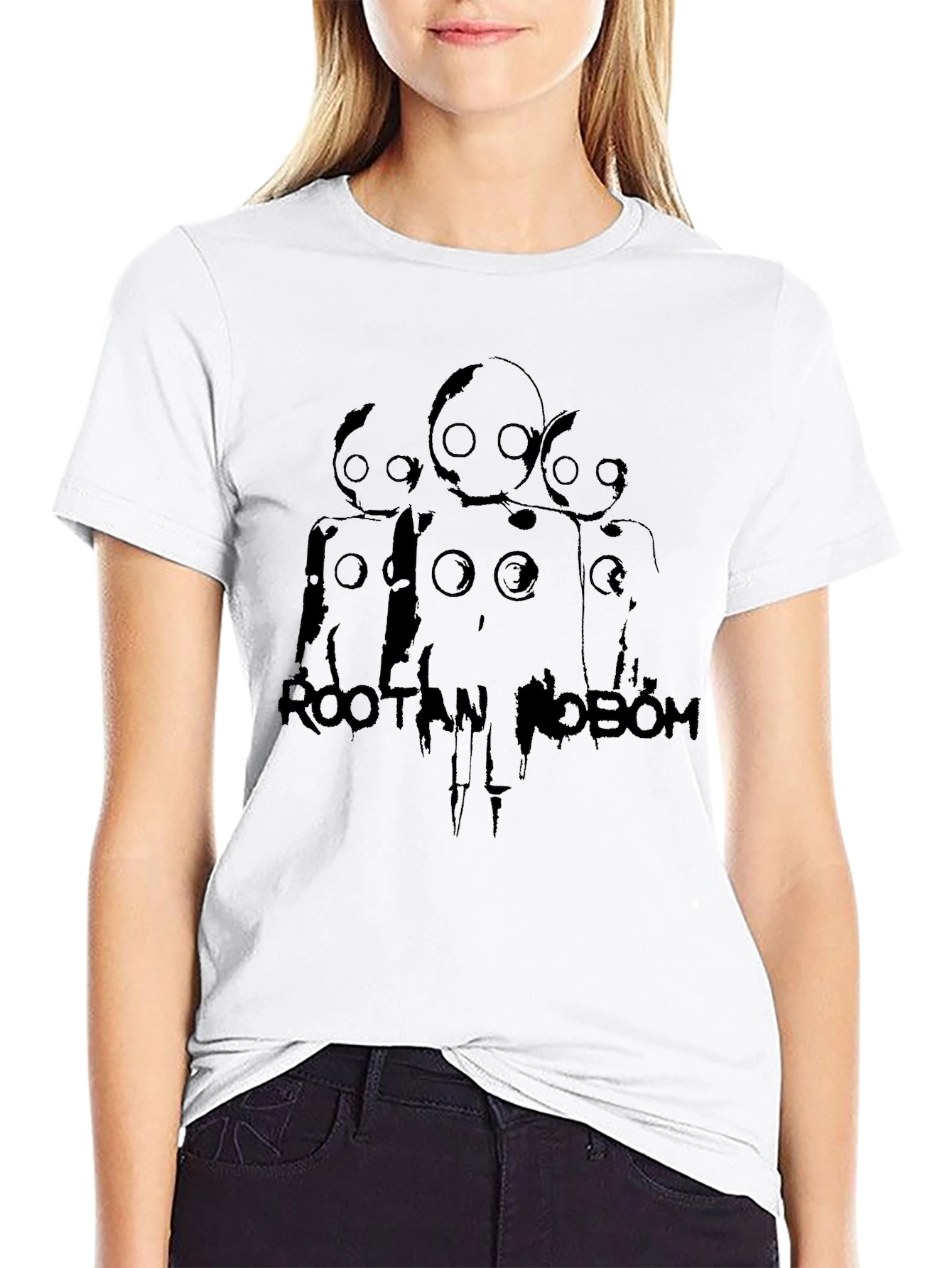Black Robot Design T-Shirt