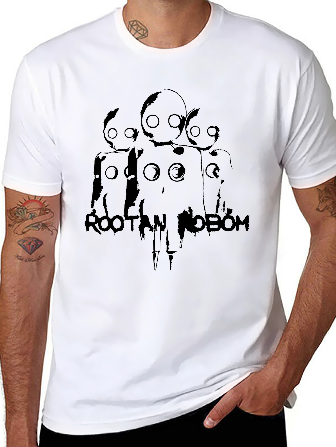Black Robot Design T-Shirt