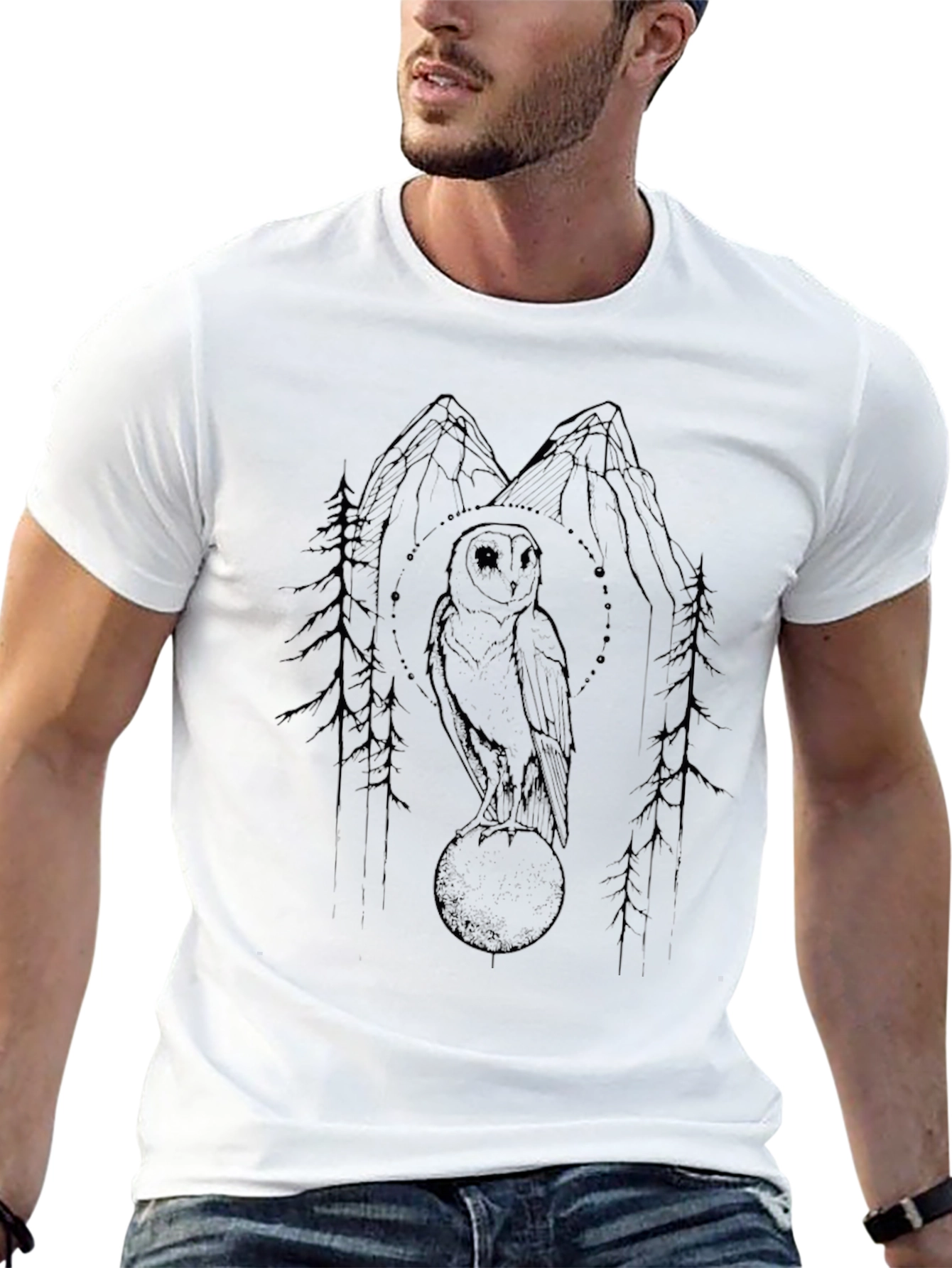 Mystic Owl Graphic Tee - Black Cotton T-Shirt