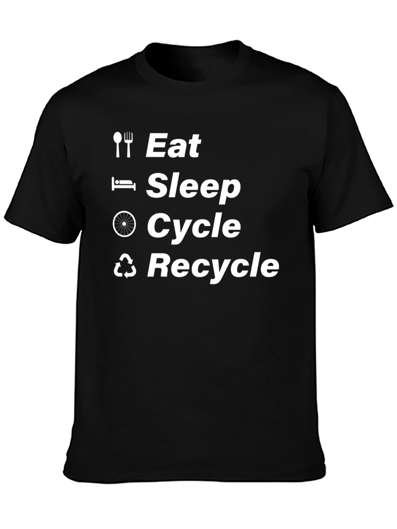 Eat Sleep Cycle Recycle Black T-Shirt