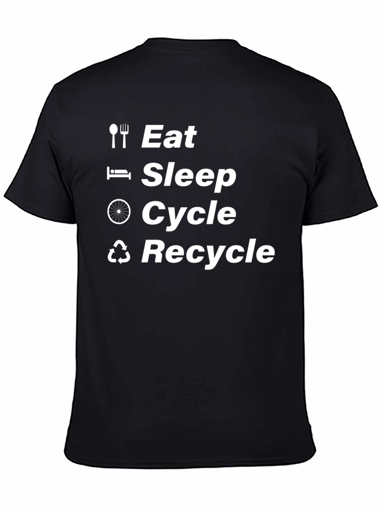 Eat Sleep Cycle Recycle Black T-Shirt