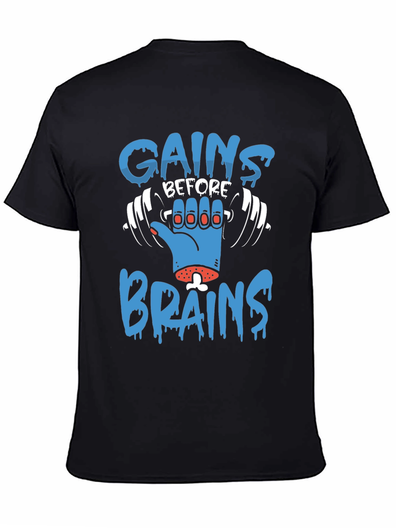 Gains Before Brains Zombie Gym T-Shirt