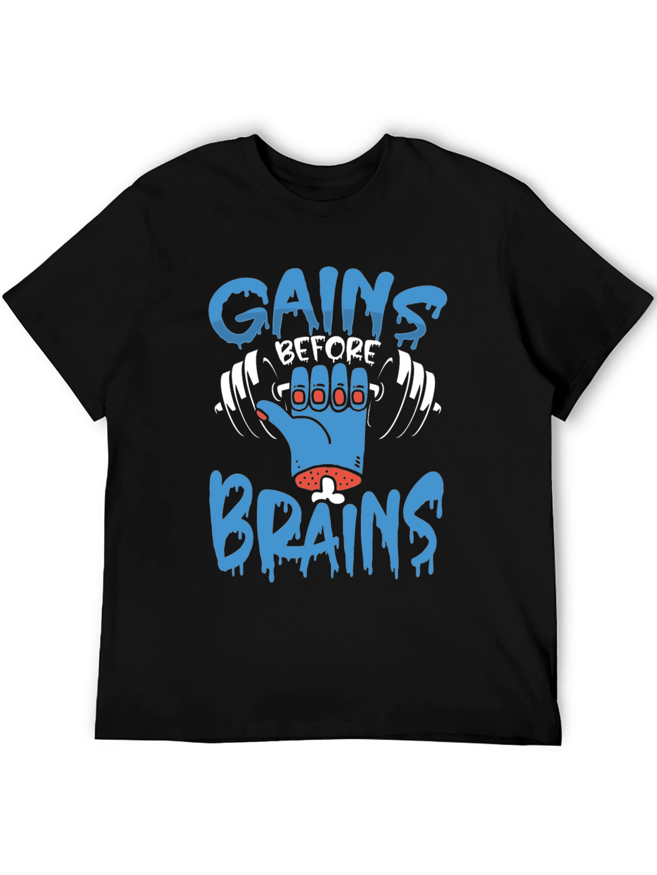 Gains Before Brains Zombie Gym T-Shirt