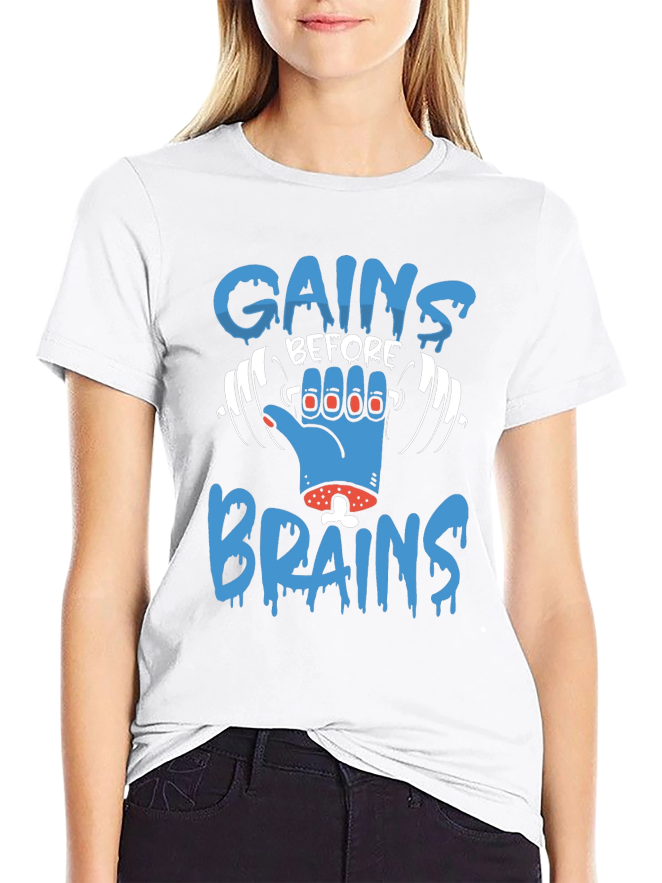 Gains Before Brains Zombie Gym T-Shirt