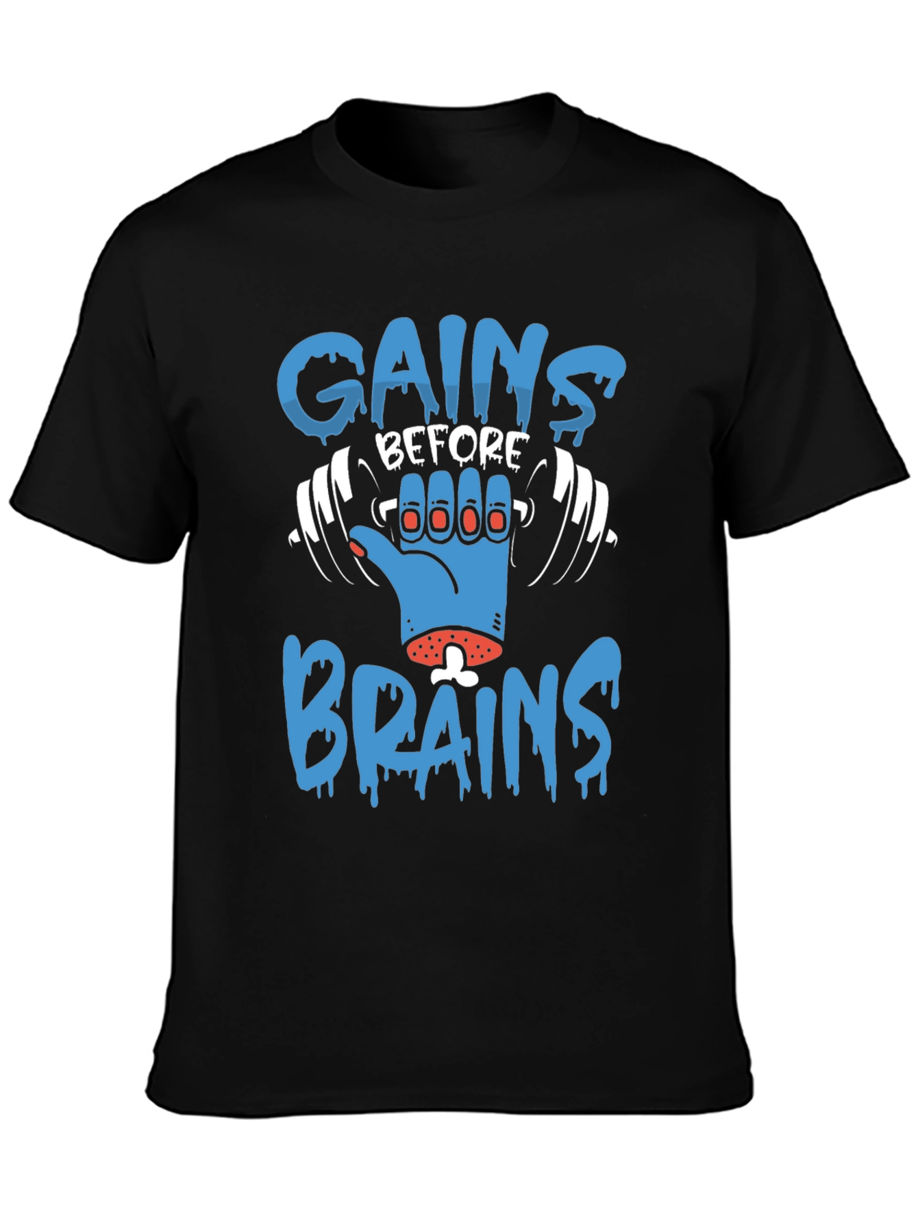 Gains Before Brains Zombie Gym T-Shirt