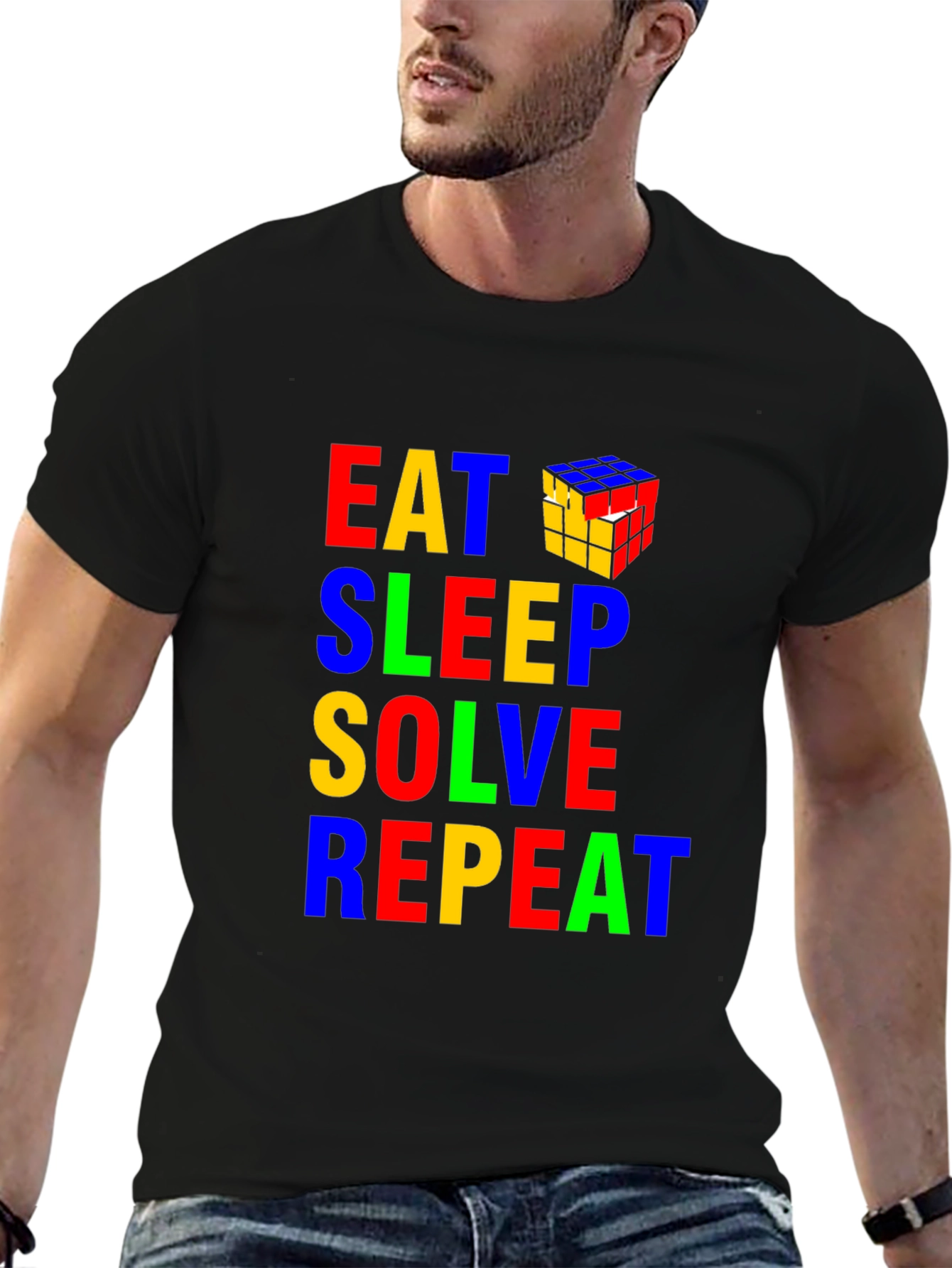 Eat Sleep Solve Repeat Rubiks Cube Graphic Tee