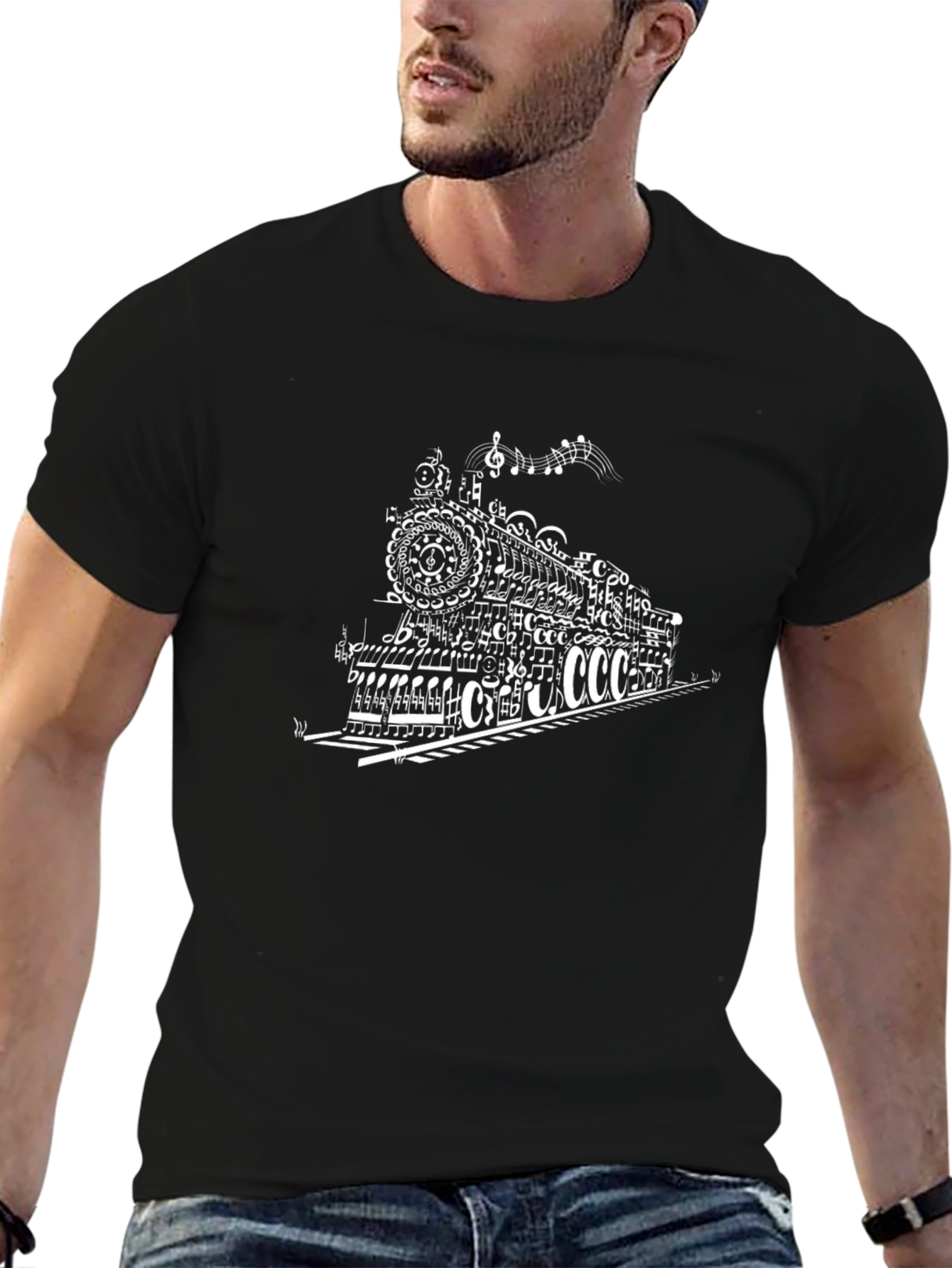 Music Train T-Shirt - Black Cotton Tee