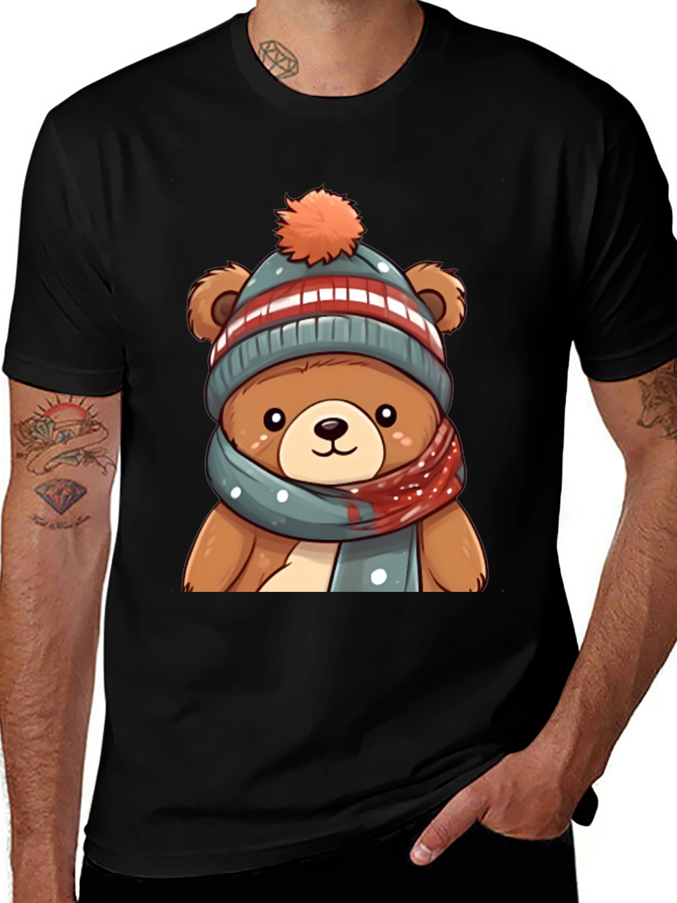 Cute Bear in Winter Hat Graphic Tee