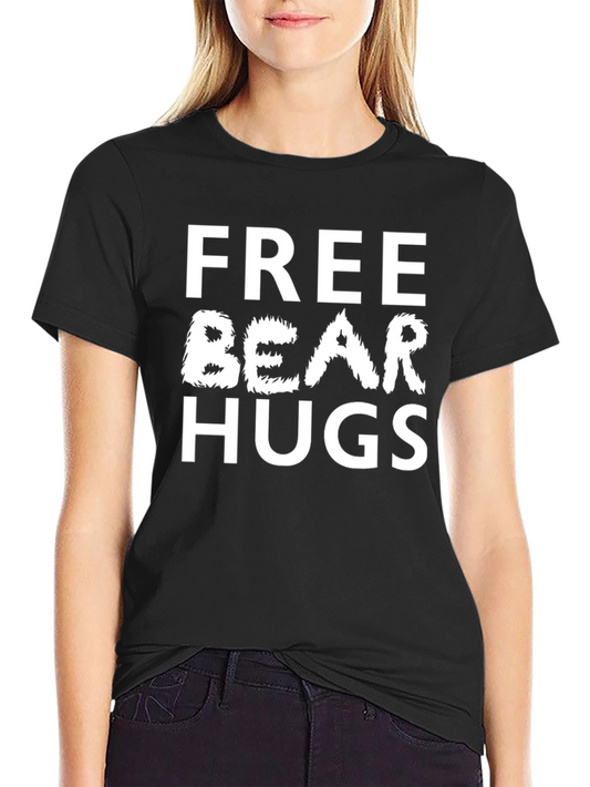 Free Bear Hugs Black Cotton T-Shirt