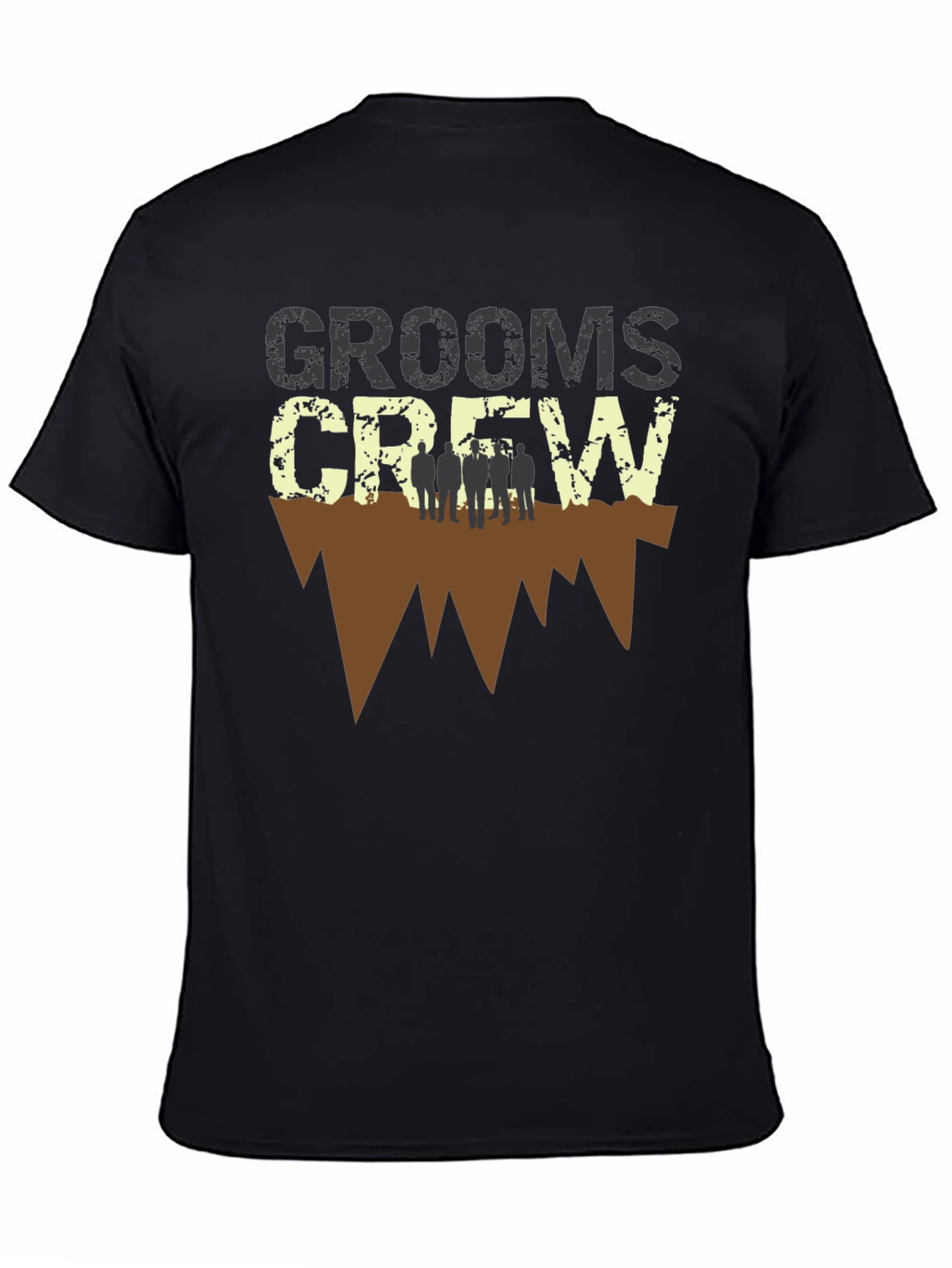 Grooms Crew Graphic Print Black T-Shirt