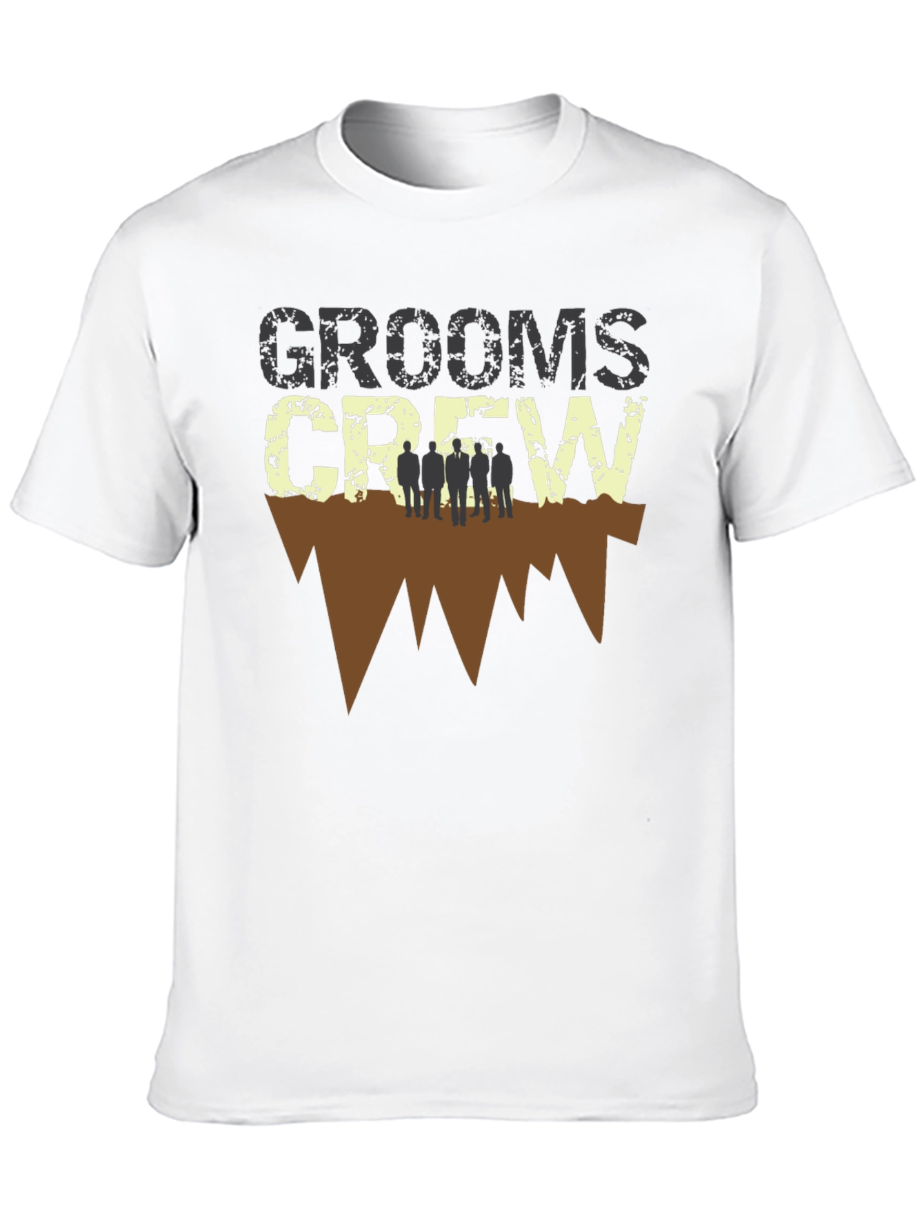 Grooms Crew Graphic Print Black T-Shirt