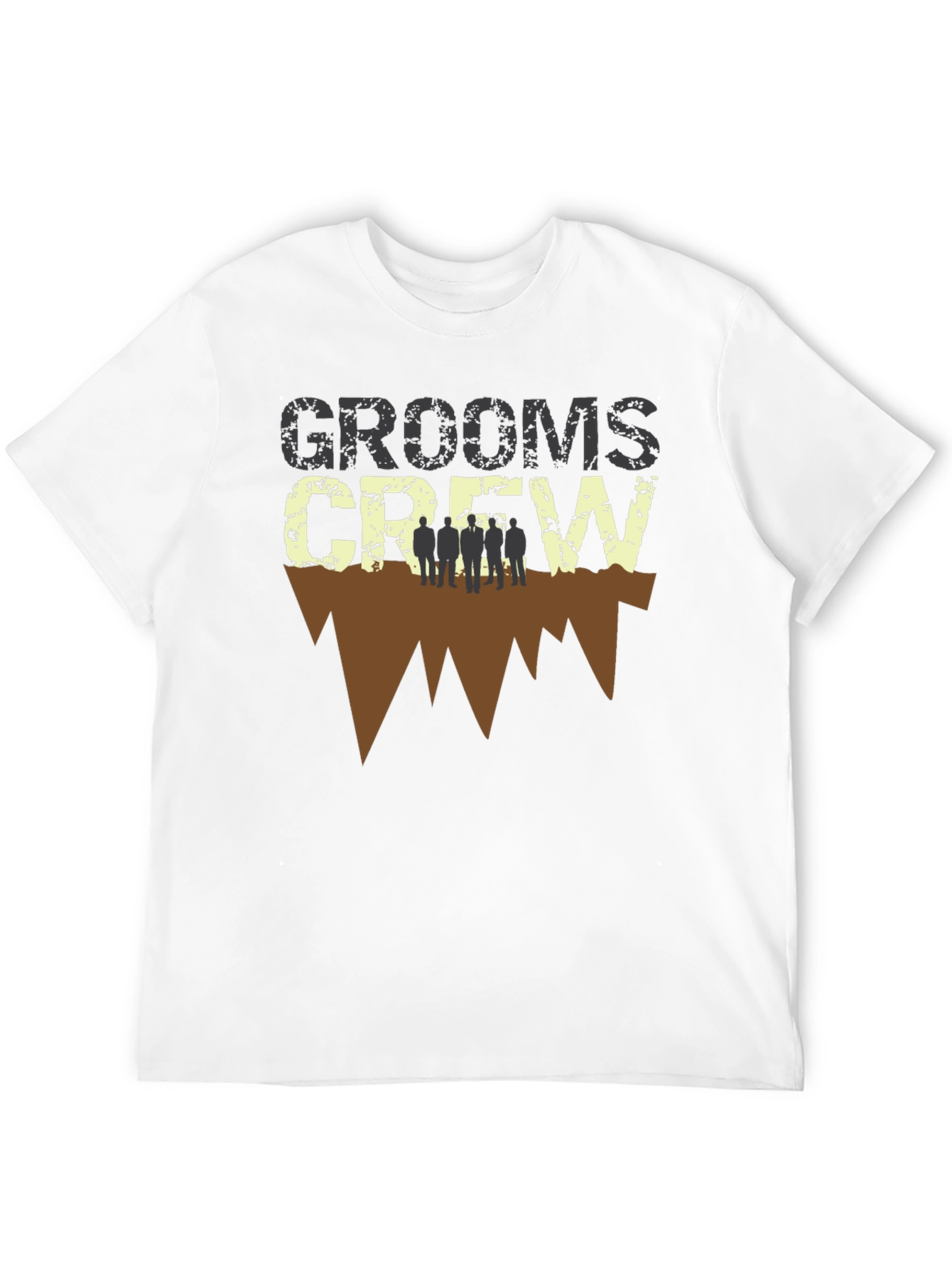Grooms Crew Graphic Print Black T-Shirt