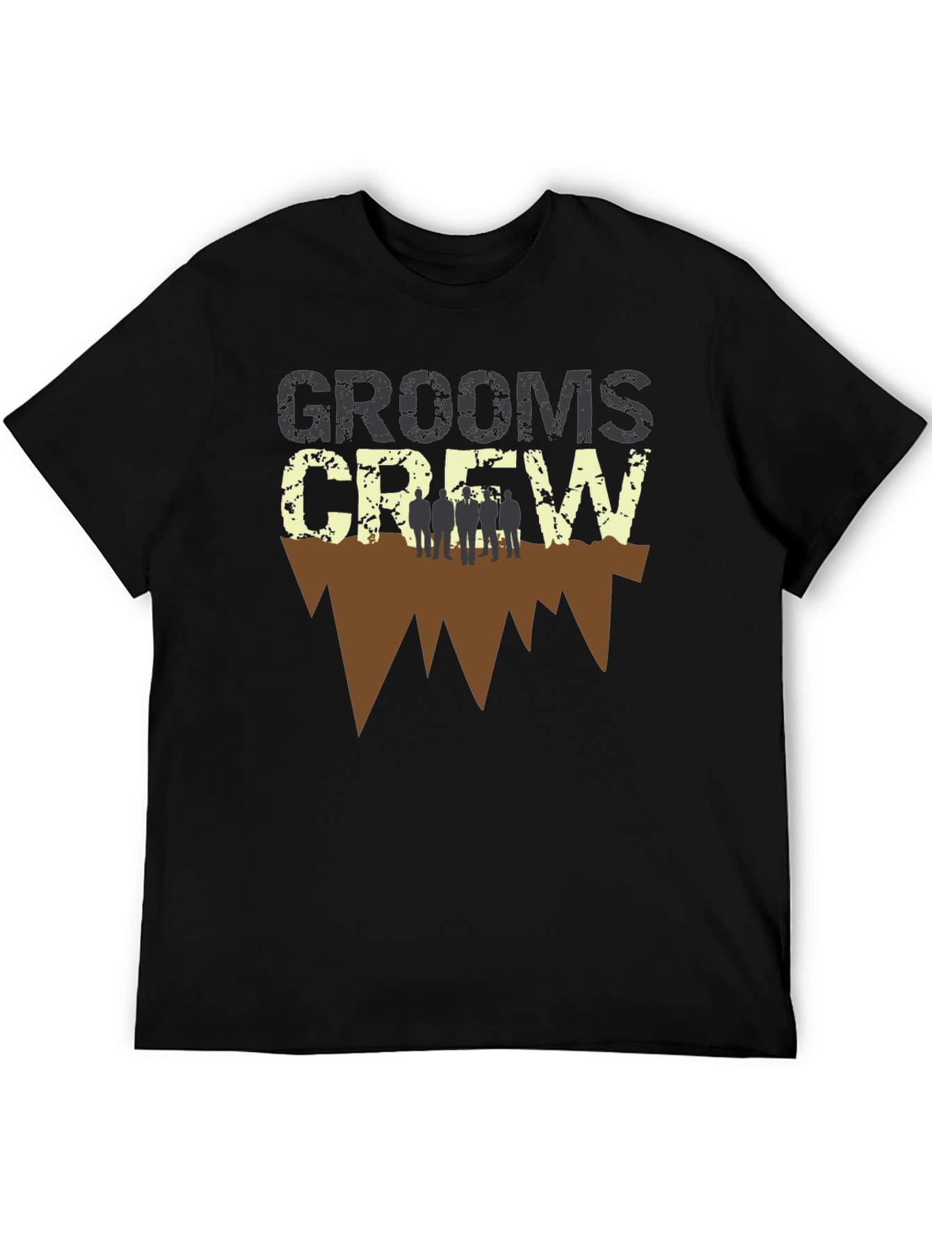 Grooms Crew Graphic Print Black T-Shirt