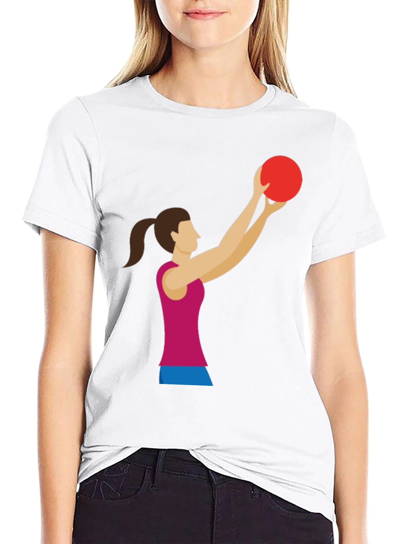 Graphic Tee: Woman Volleyball Player Black T-Shirt