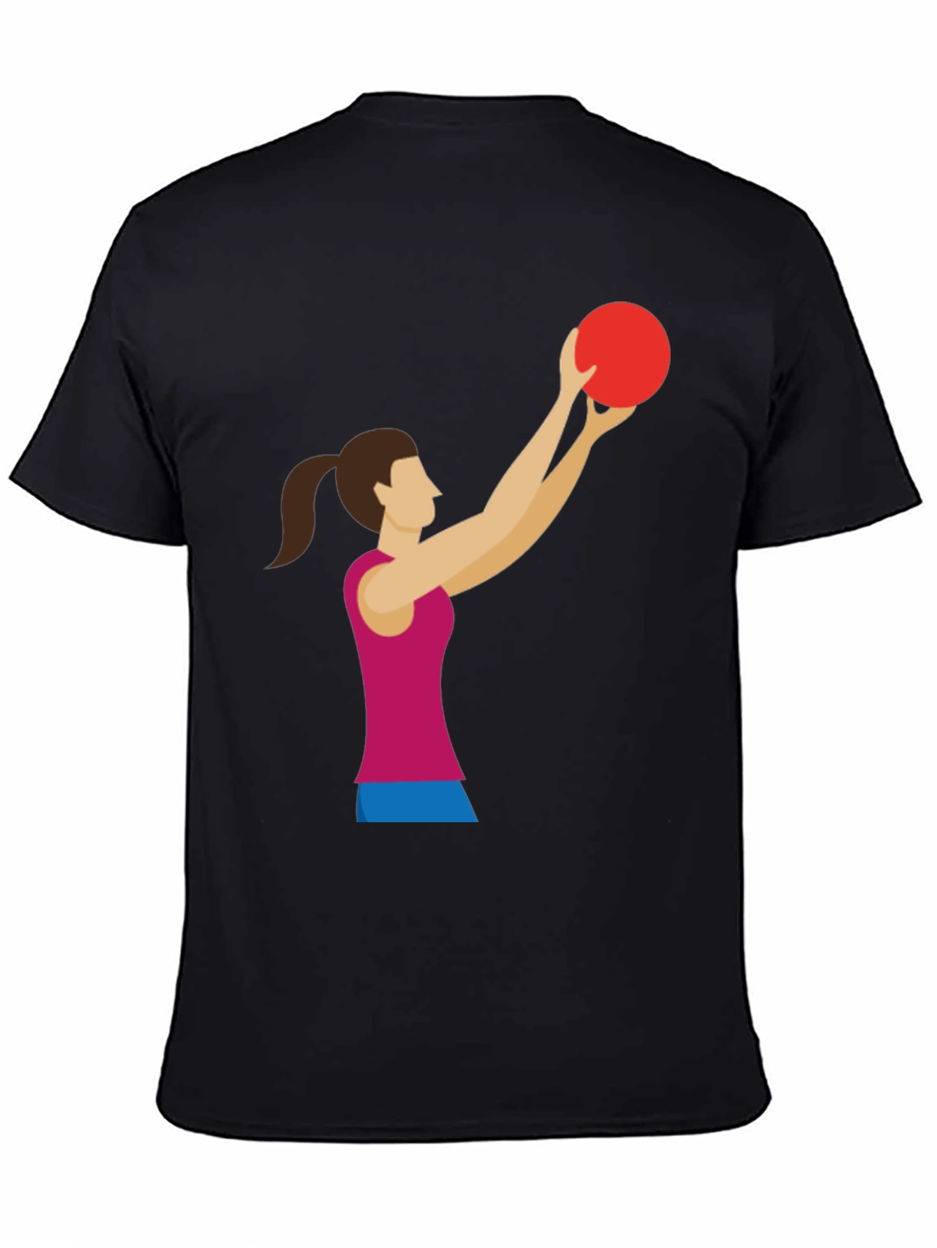 Graphic Tee: Woman Volleyball Player Black T-Shirt