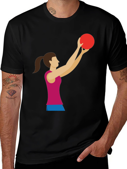 Graphic Tee: Woman Volleyball Player Black T-Shirt