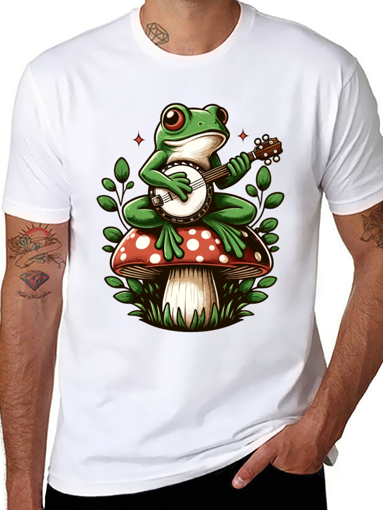 Frog Banjo Mushroom Graphic Tee