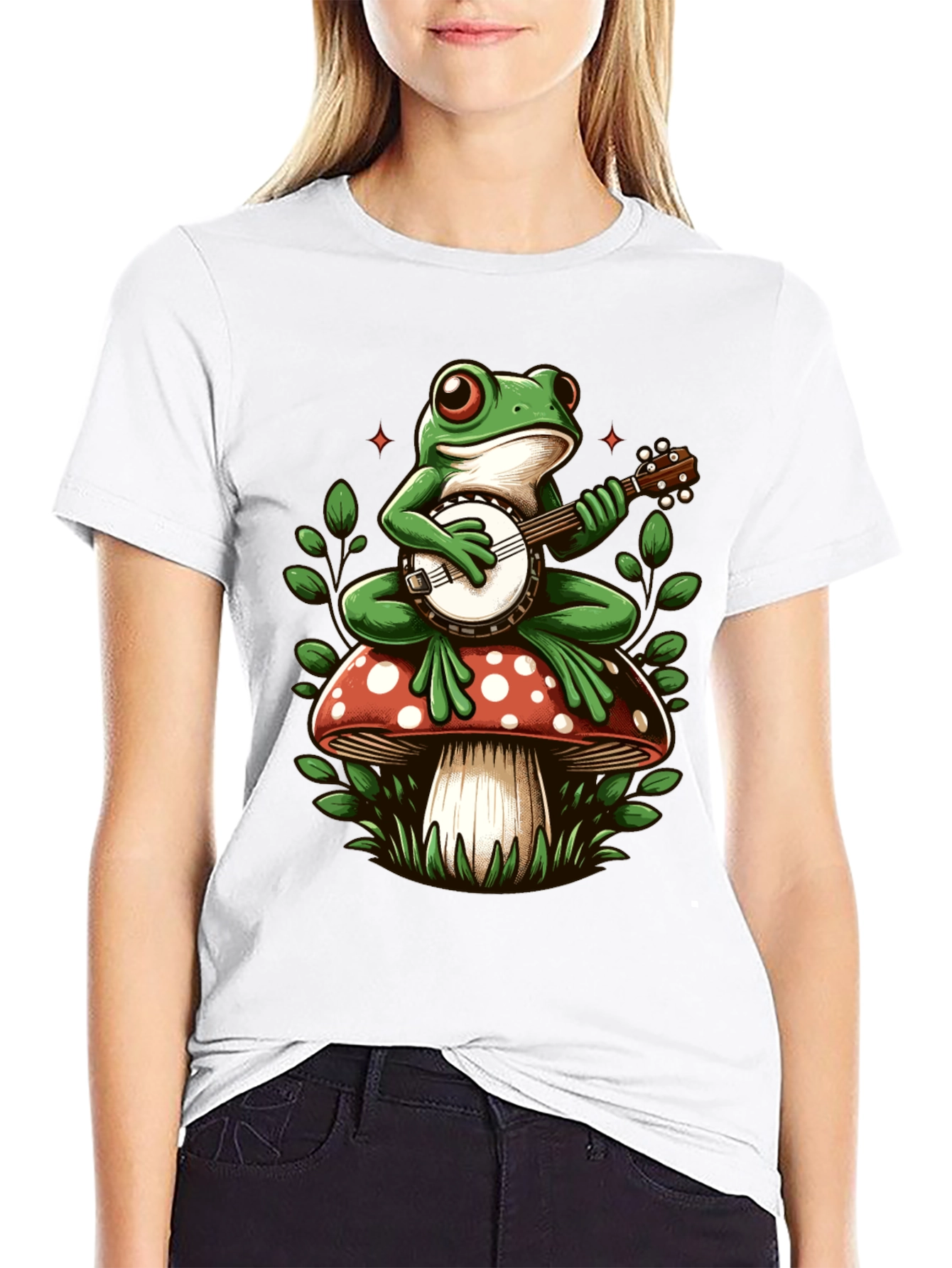 Frog Banjo Mushroom Graphic Tee