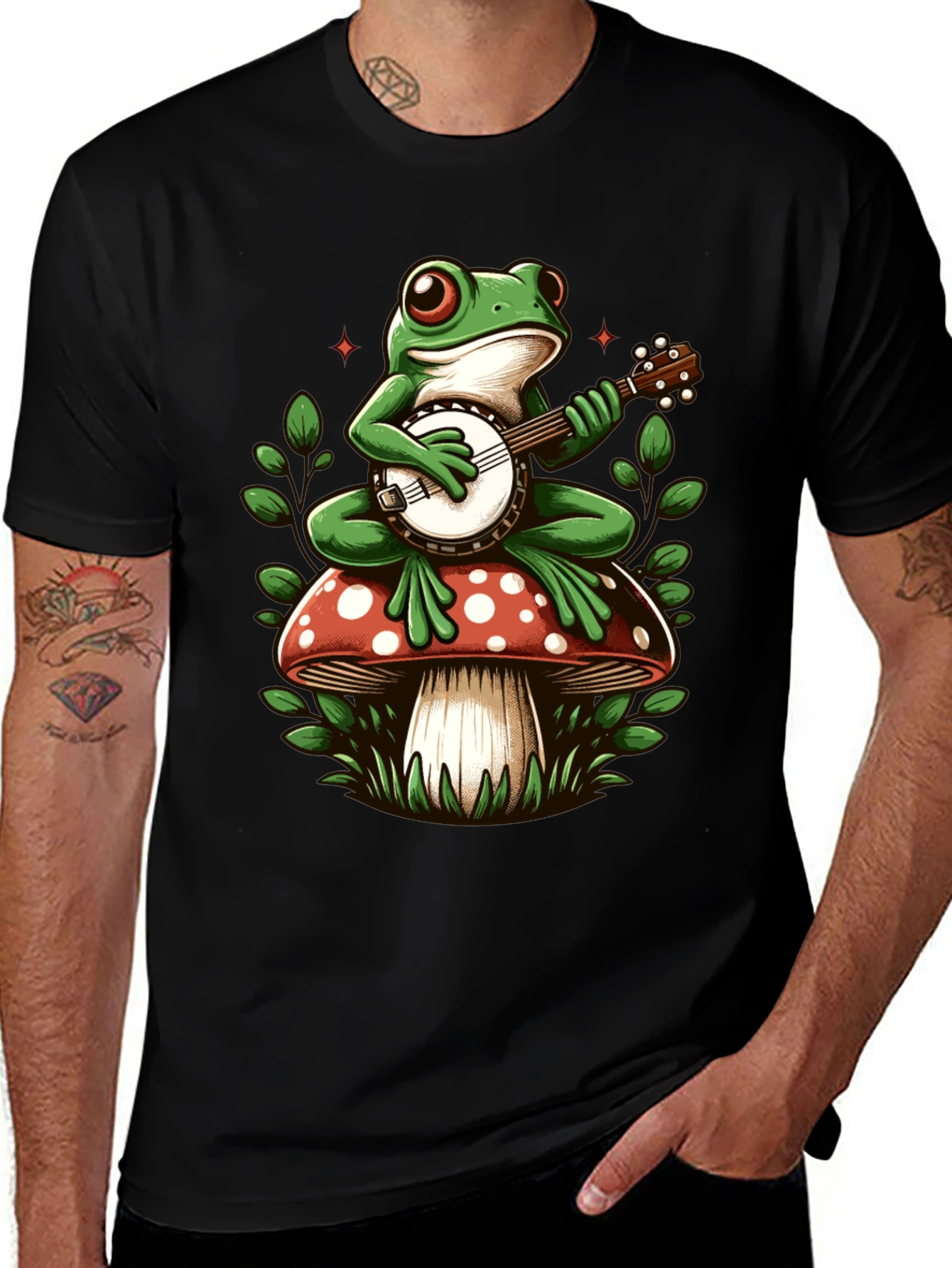 Frog Banjo Mushroom Graphic Tee