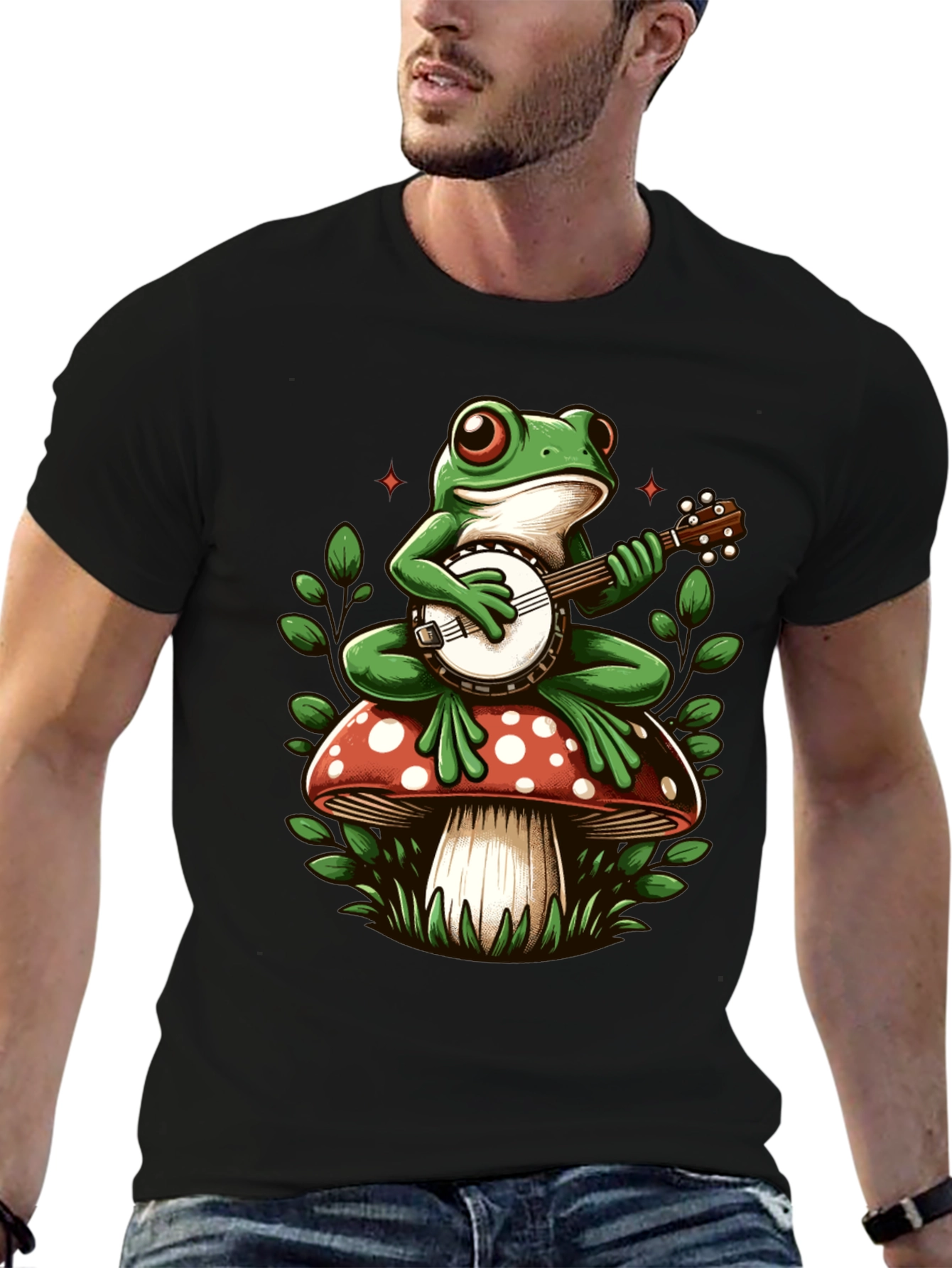 Frog Banjo Mushroom Graphic Tee