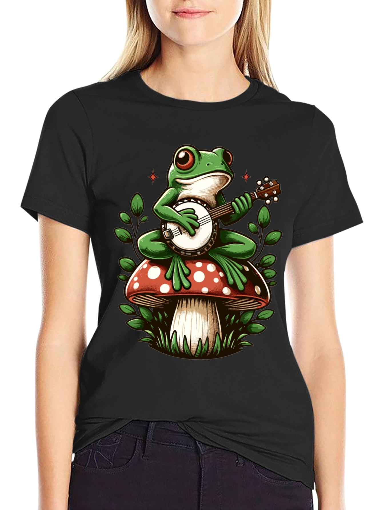 Frog Banjo Mushroom Graphic Tee