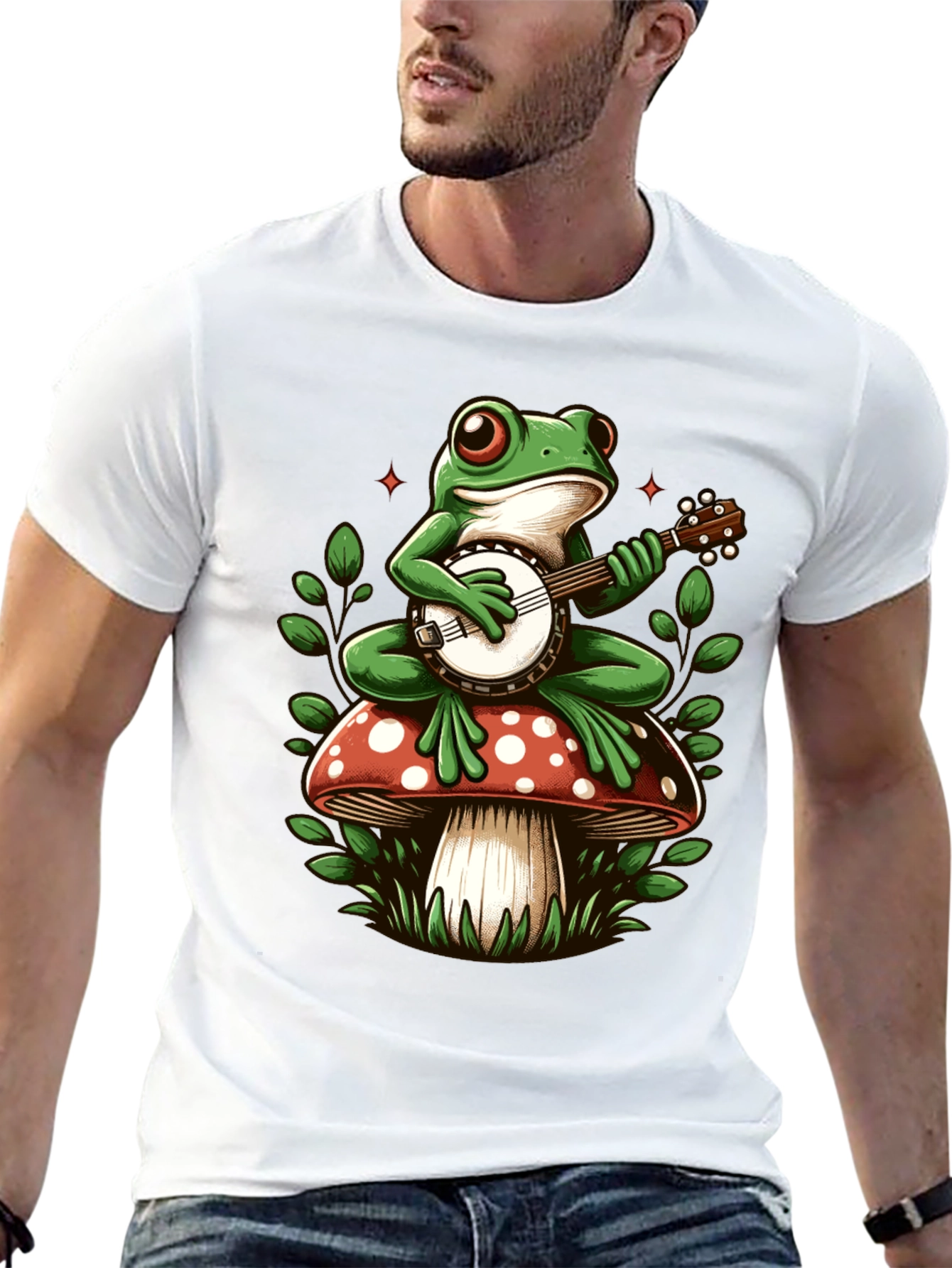 Frog Banjo Mushroom Graphic Tee