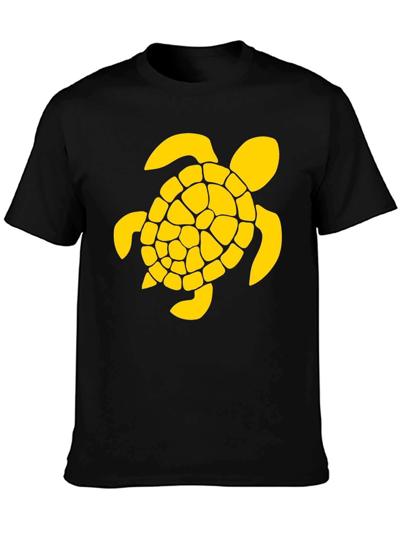 Black T-Shirt with Yellow Turtle Graphic